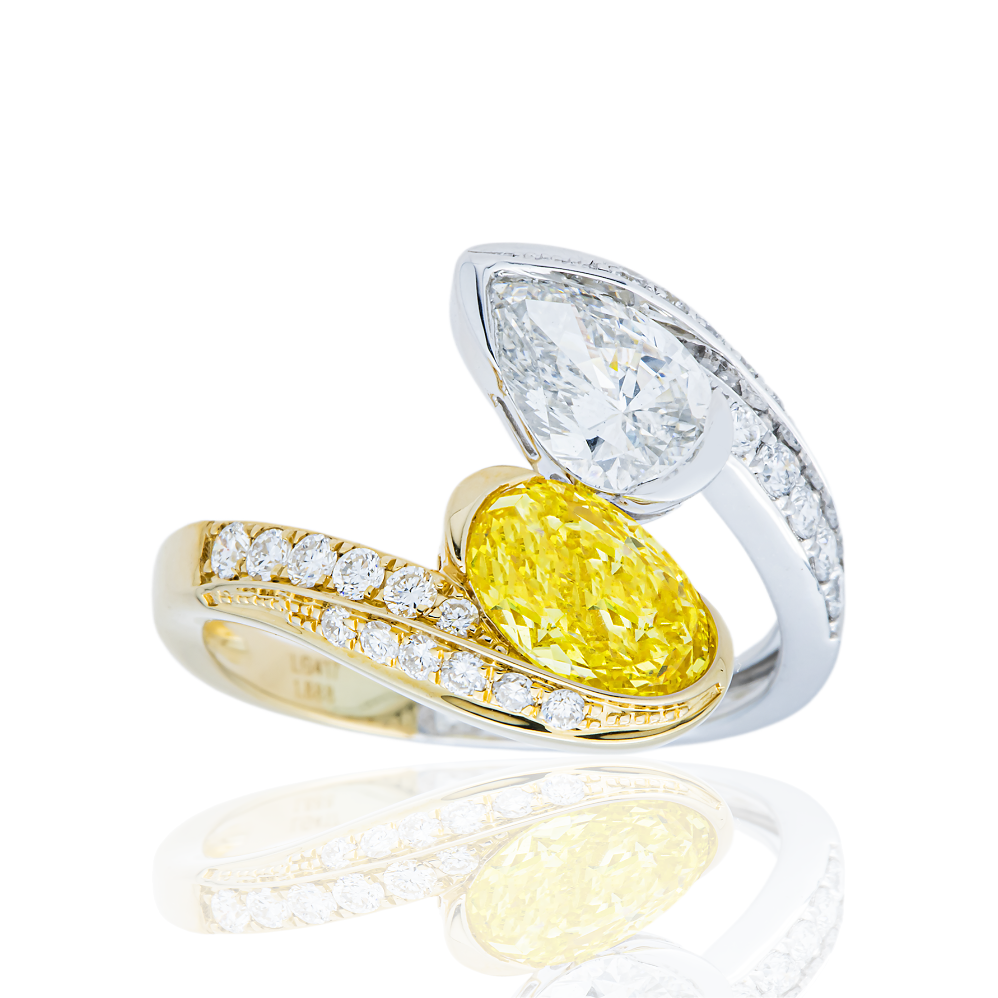 Two Tone Fancy Yellow & White Diamond Wrap Ring 2.22ctw