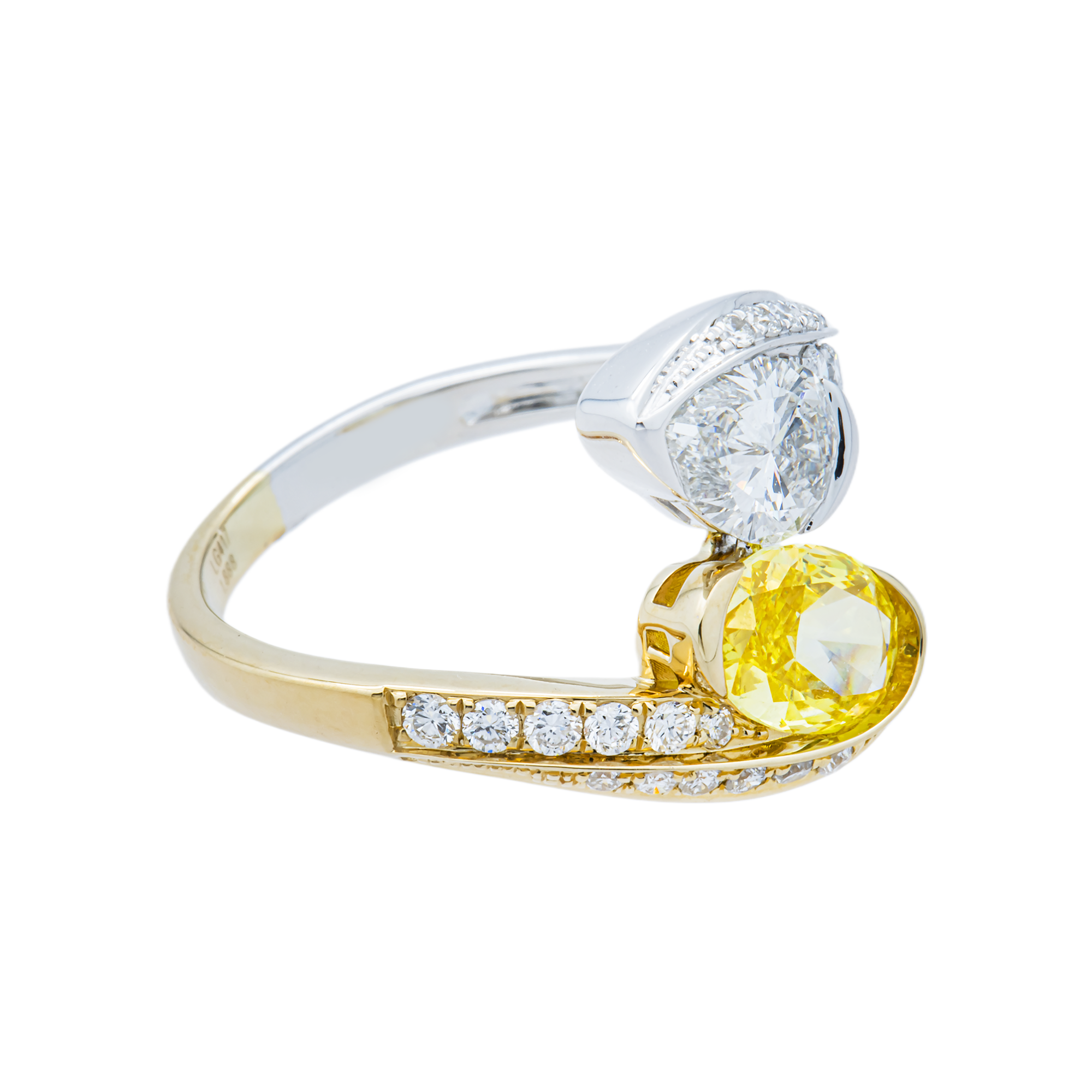 Two Tone Fancy Yellow & White Diamond Wrap Ring 2.22ctw
