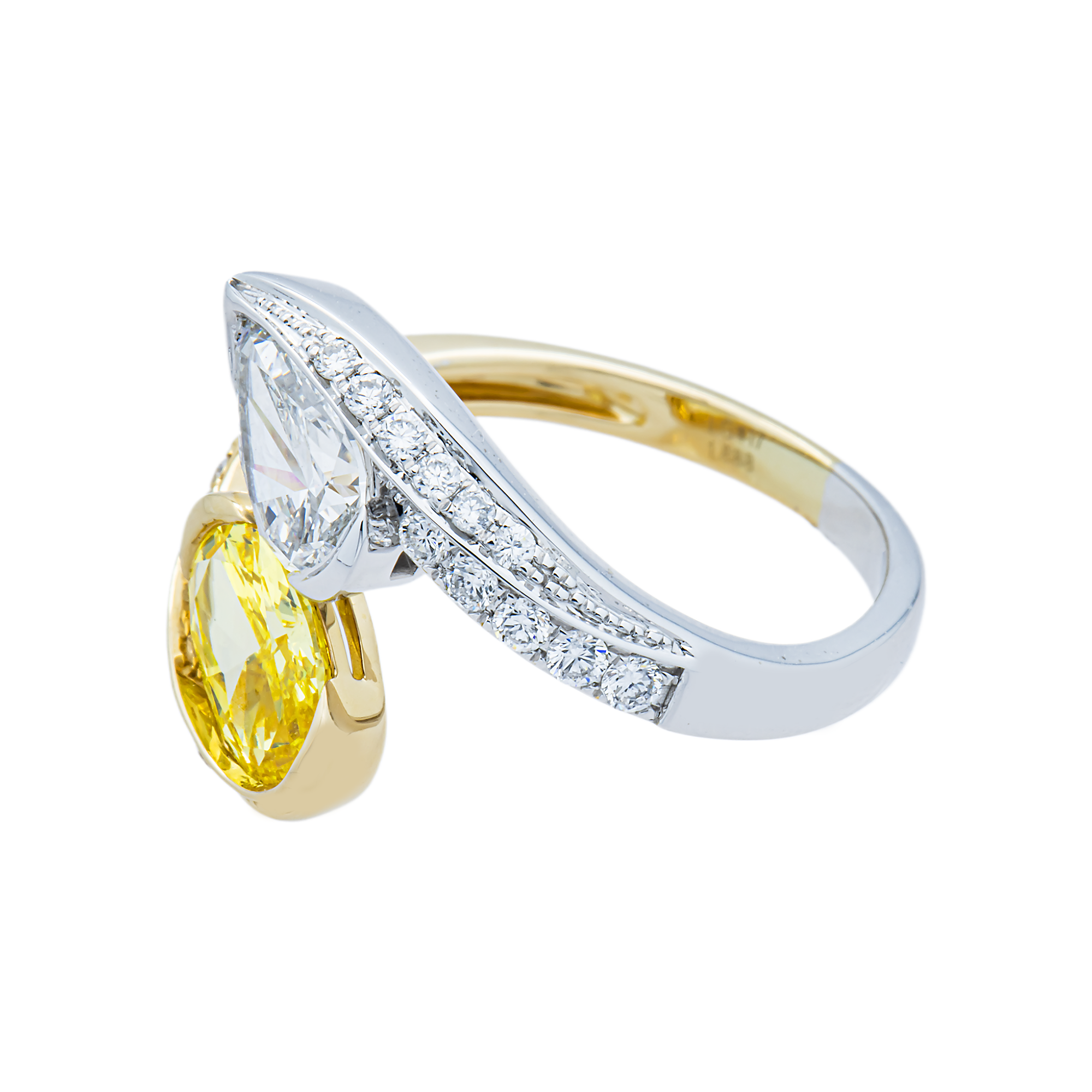 Two Tone Fancy Yellow & White Diamond Wrap Ring 2.22ctw