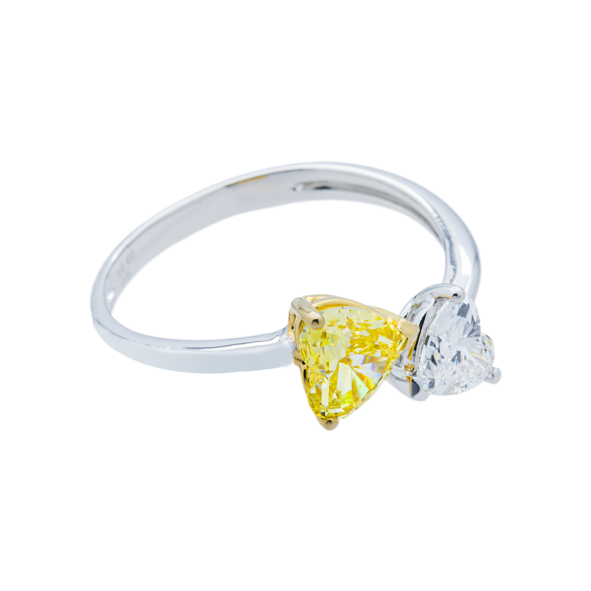 White Gold Fancy Yellow & Heart Diamond Bypass Wrap Ring 1.53ctw