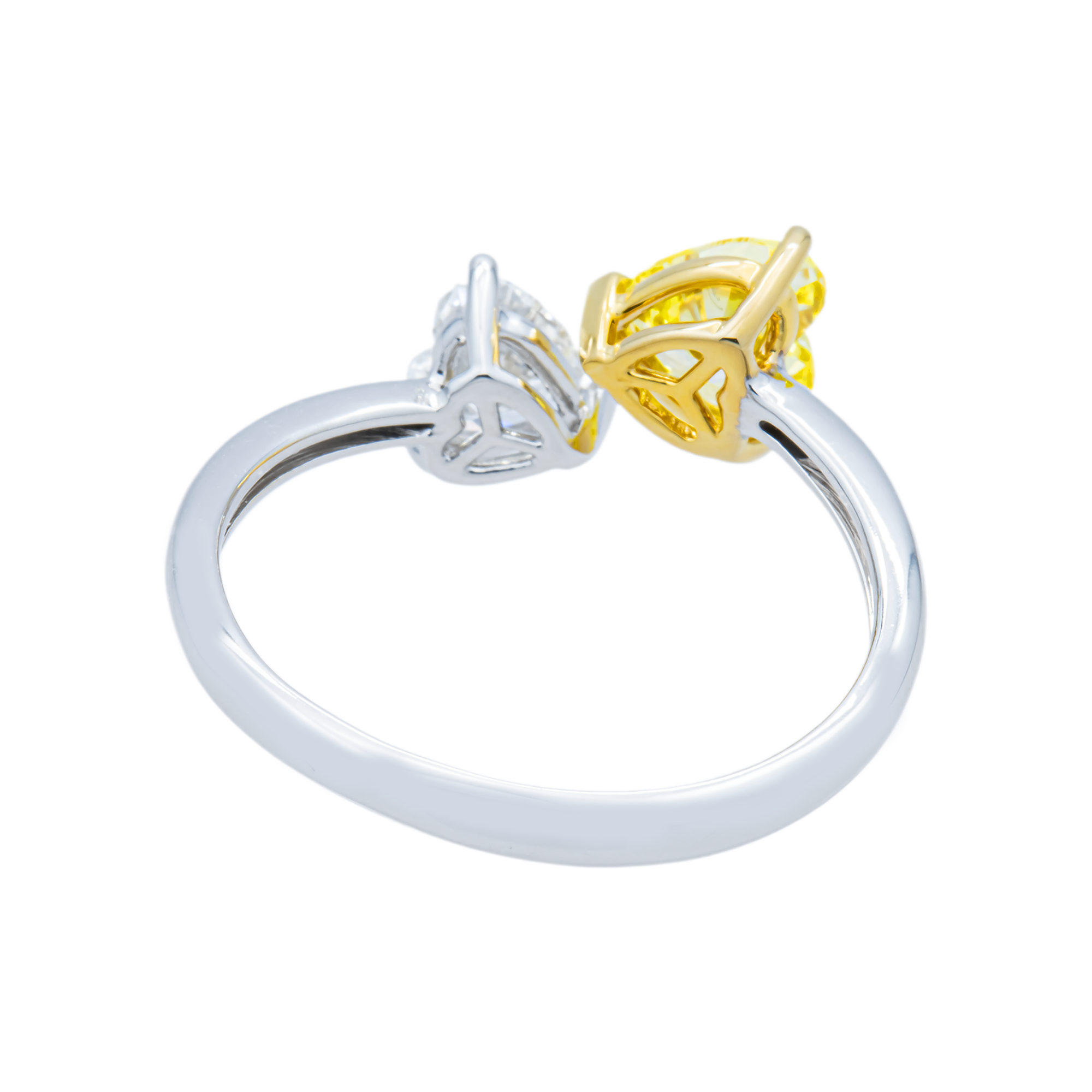 White Gold Fancy Yellow & Heart Diamond Bypass Wrap Ring 1.53ctw
