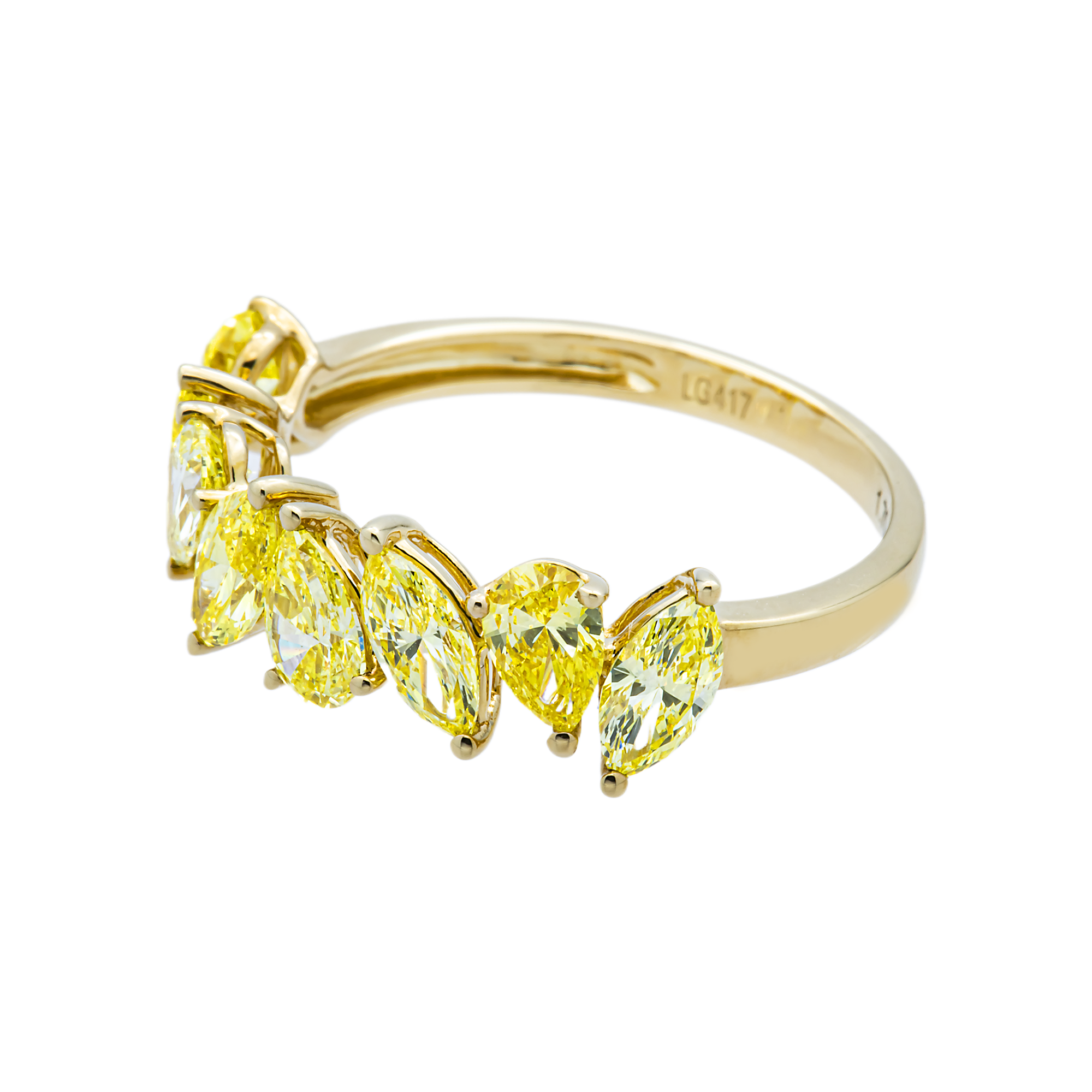 Yellow Gold Multi Shape Fancy Yellow Diamond Half Eternity Ring 1.70ctw