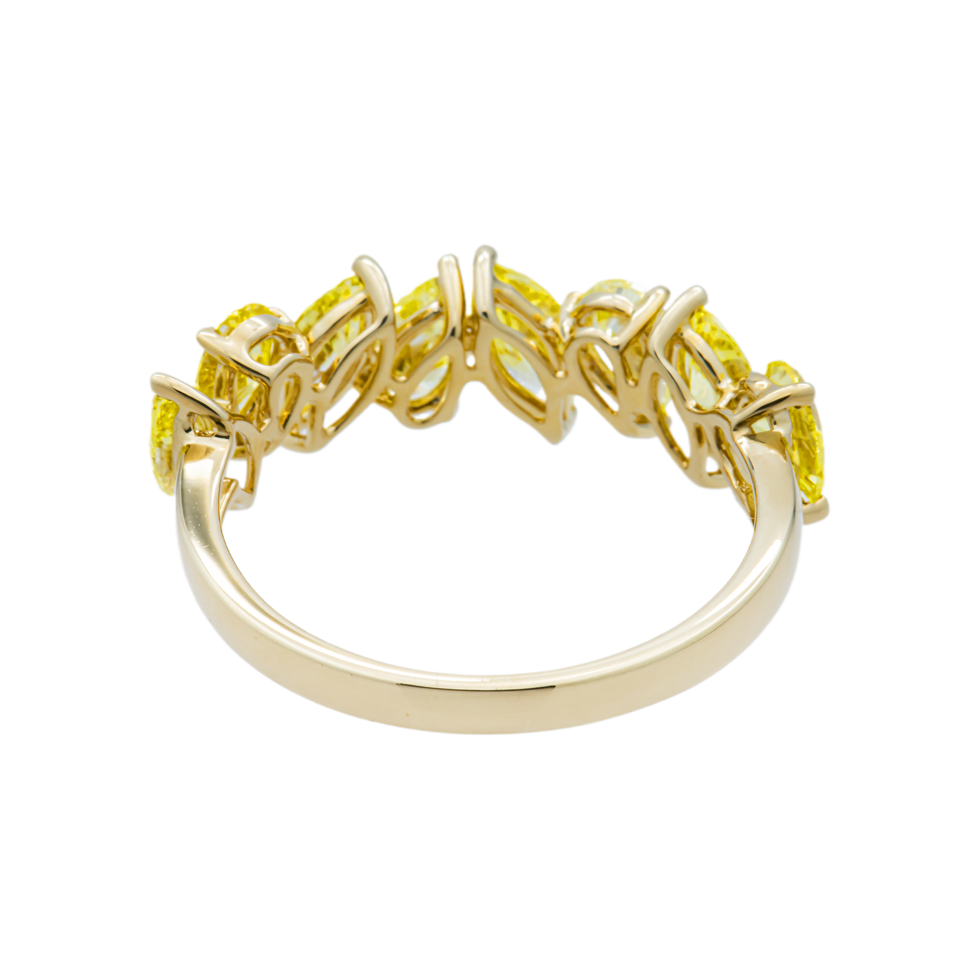 Yellow Gold Multi Shape Fancy Yellow Diamond Half Eternity Ring 1.70ctw