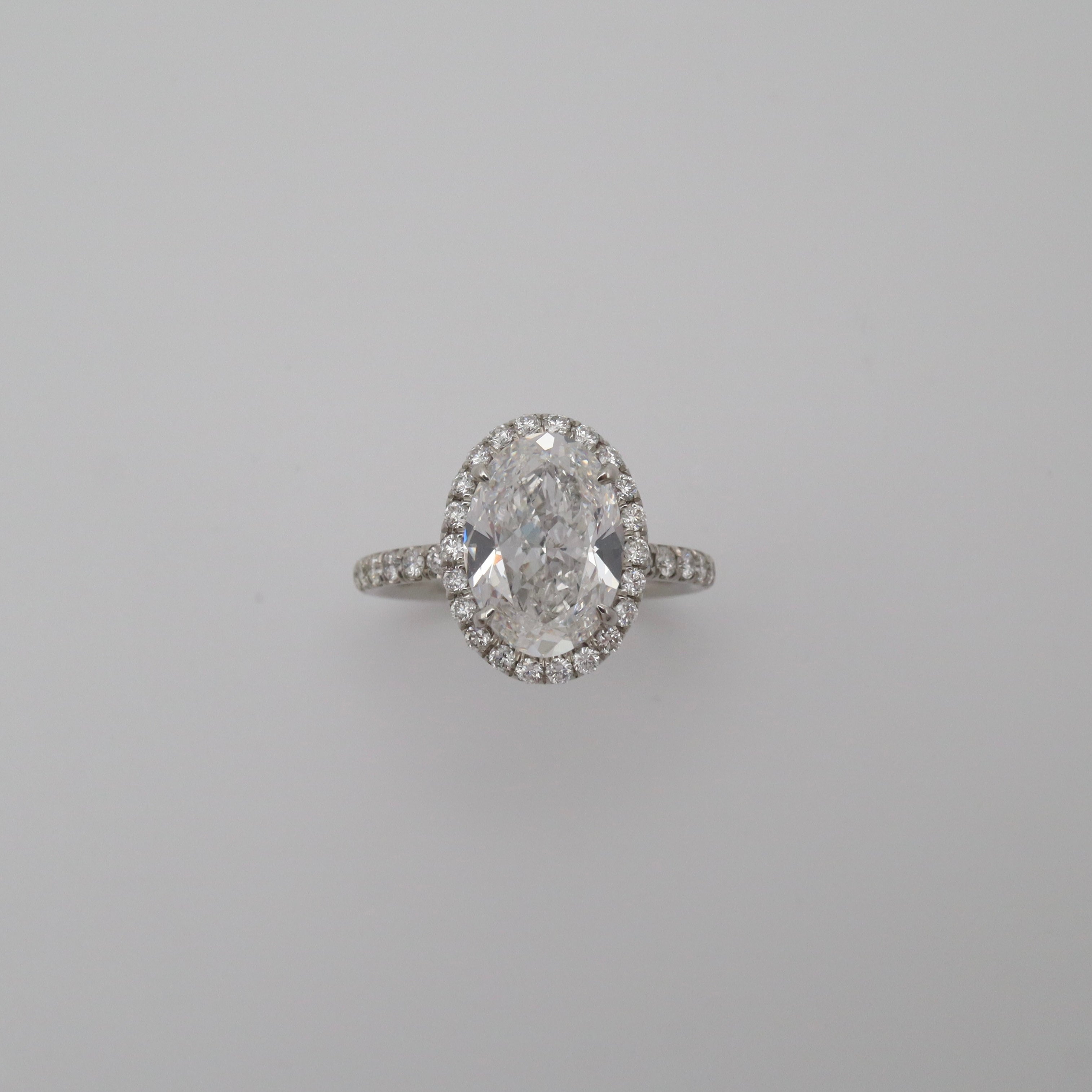 Gia 3.02Ct Oval Cut Diamond Engagement Ring 3.77Ctw Bridal