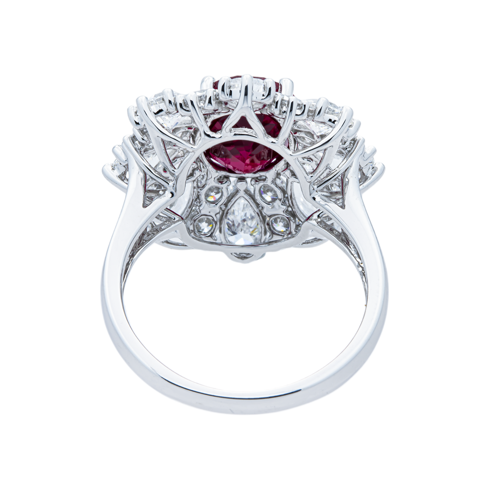 White Gold Oval Ruby & Multi Cut Diamond Ring 7.19ct