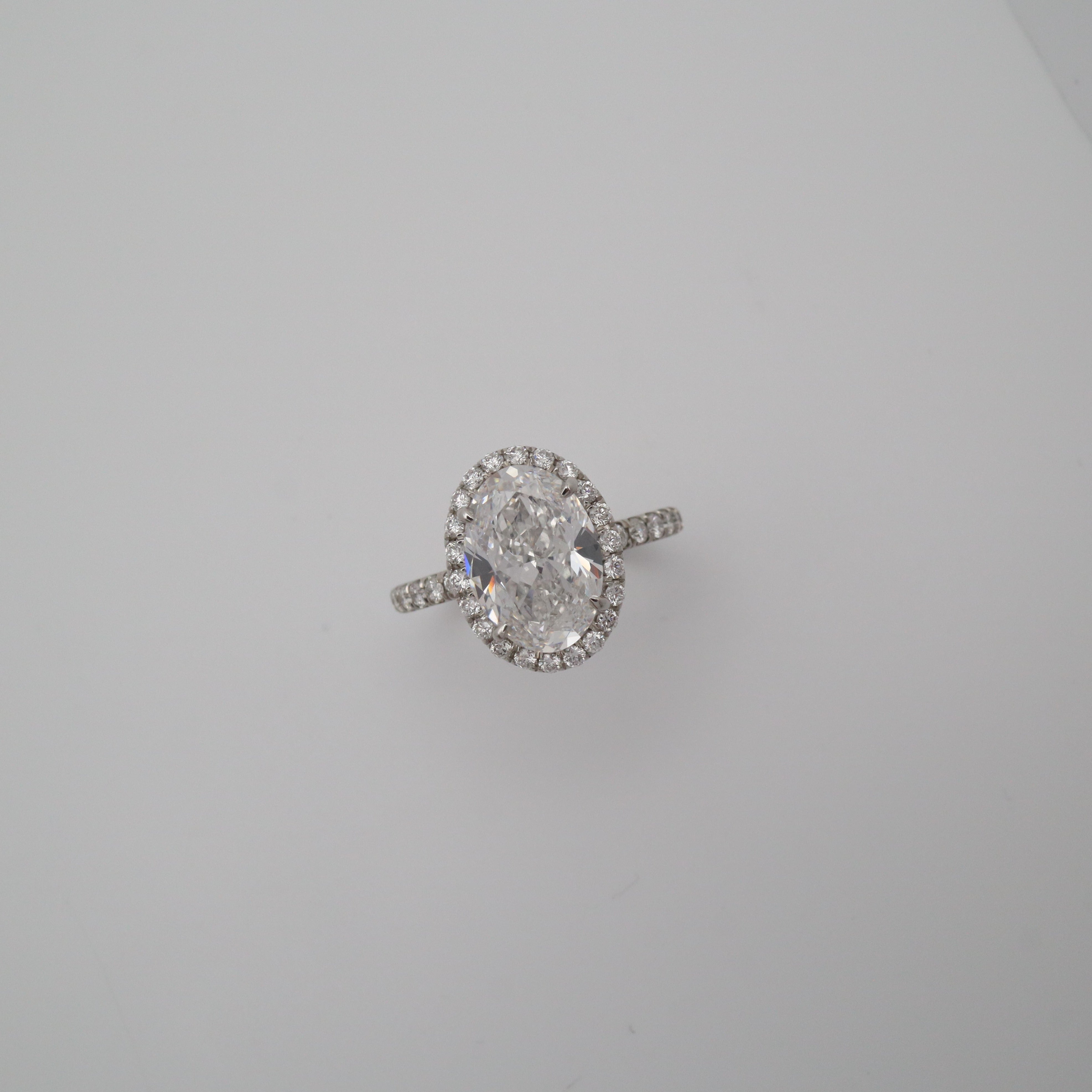 Gia 3.02Ct Oval Cut Diamond Engagement Ring 3.77Ctw Bridal