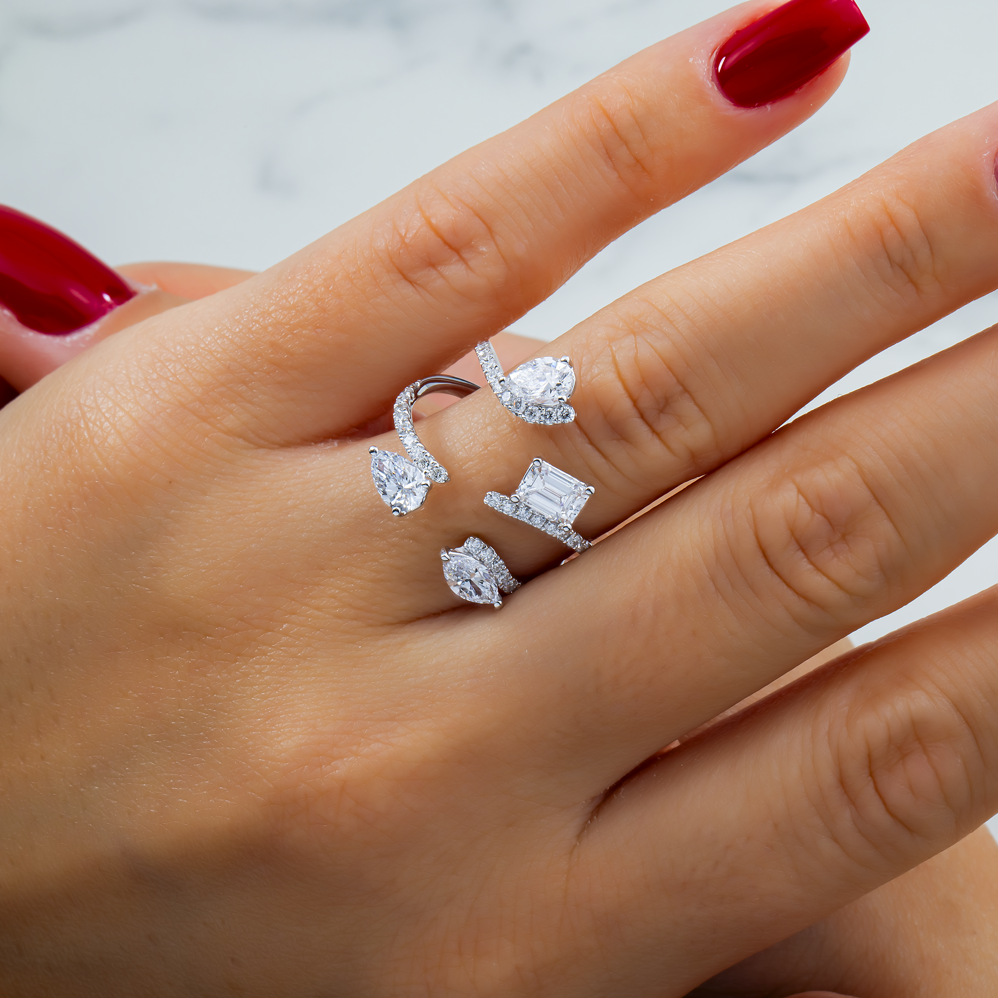 White Gold Floating Multi Shape Diamond Ring 2.05ct