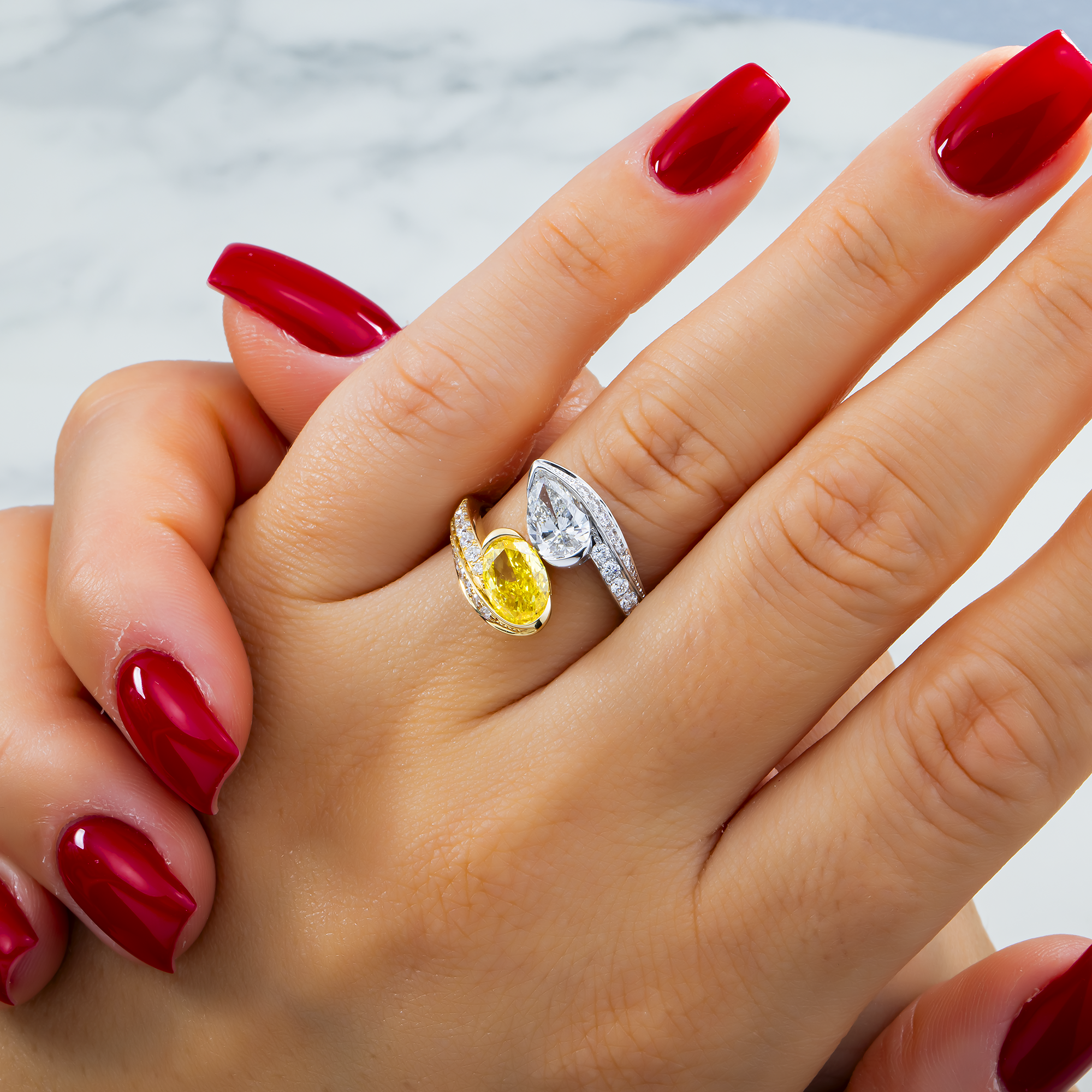 Two Tone Fancy Yellow & White Diamond Wrap Ring 2.22ctw