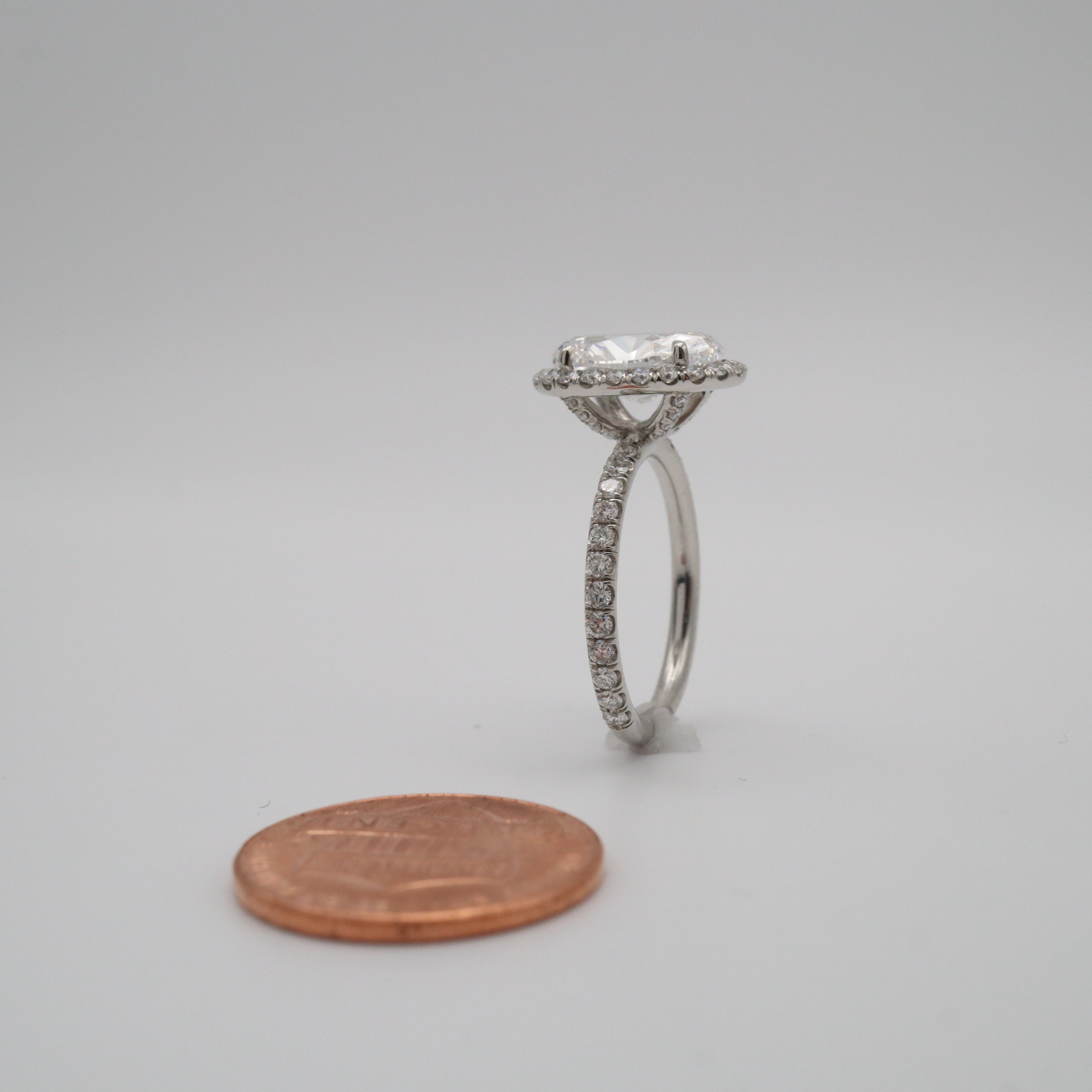 Gia 3.02Ct Oval Cut Diamond Engagement Ring 3.77Ctw Bridal