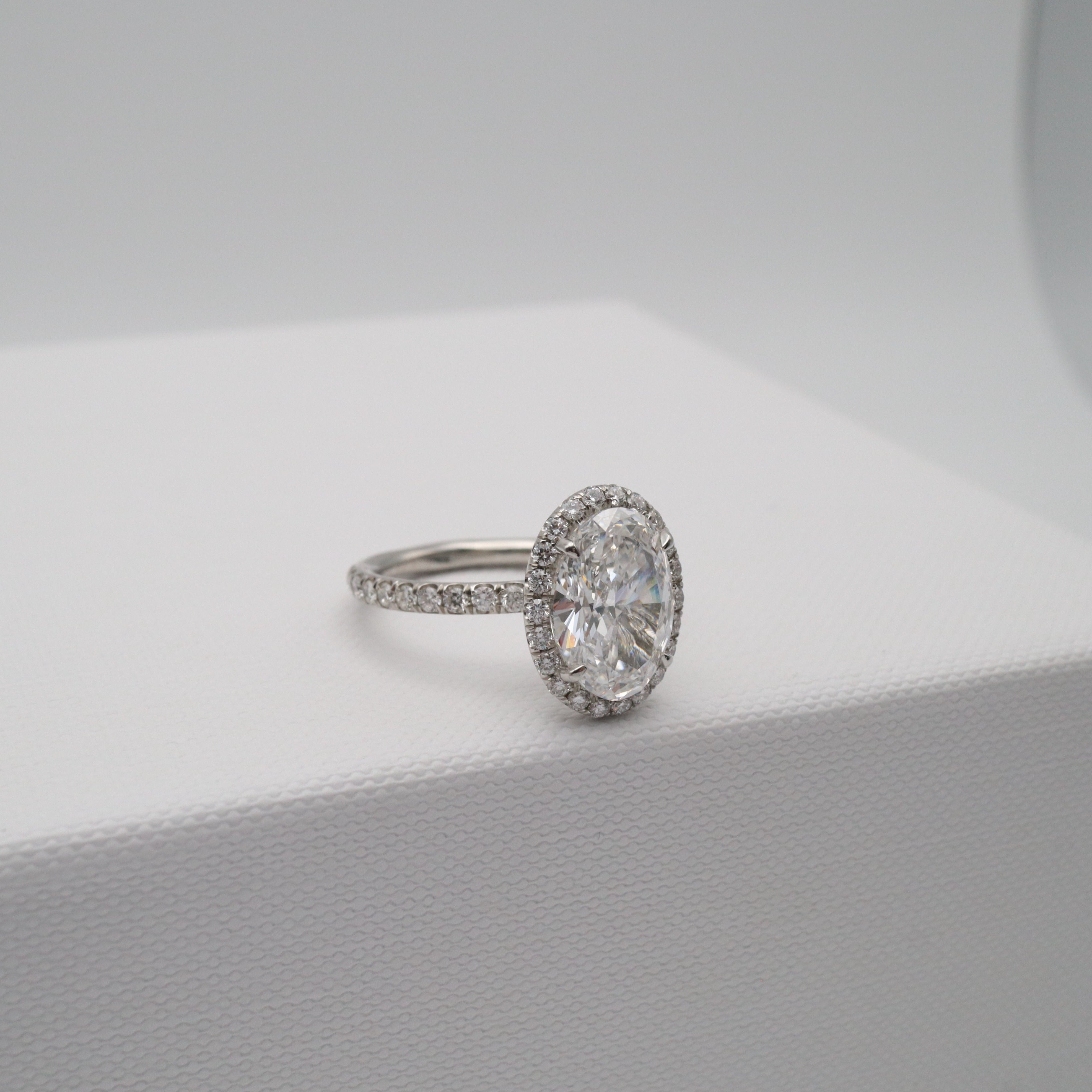 Gia 3.02Ct Oval Cut Diamond Engagement Ring 3.77Ctw Bridal