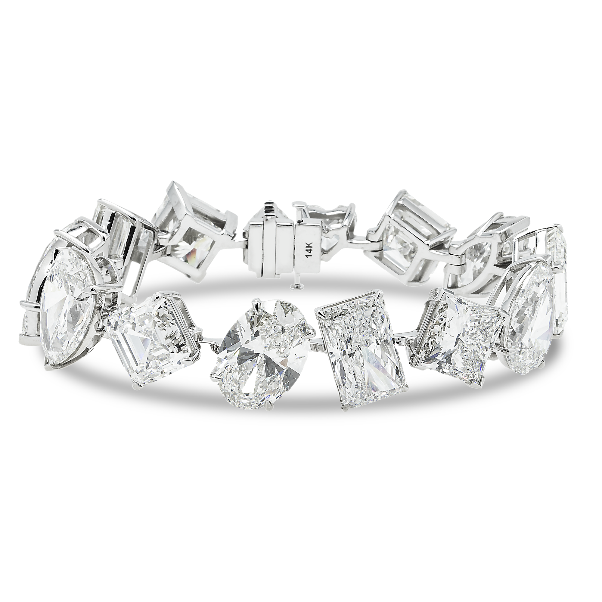 14K White Gold Multi Cut Diamond Eternal Goddess Bracelet 155Ct Bracelets