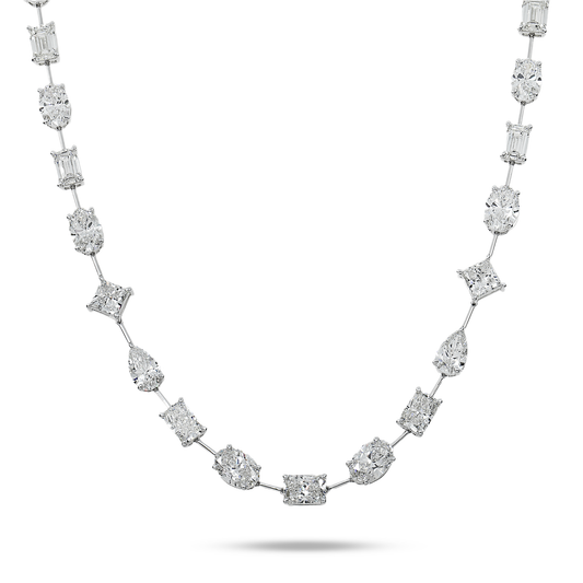 14K White Gold Multi Cut Diamond Satellite Necklace 45.82ct