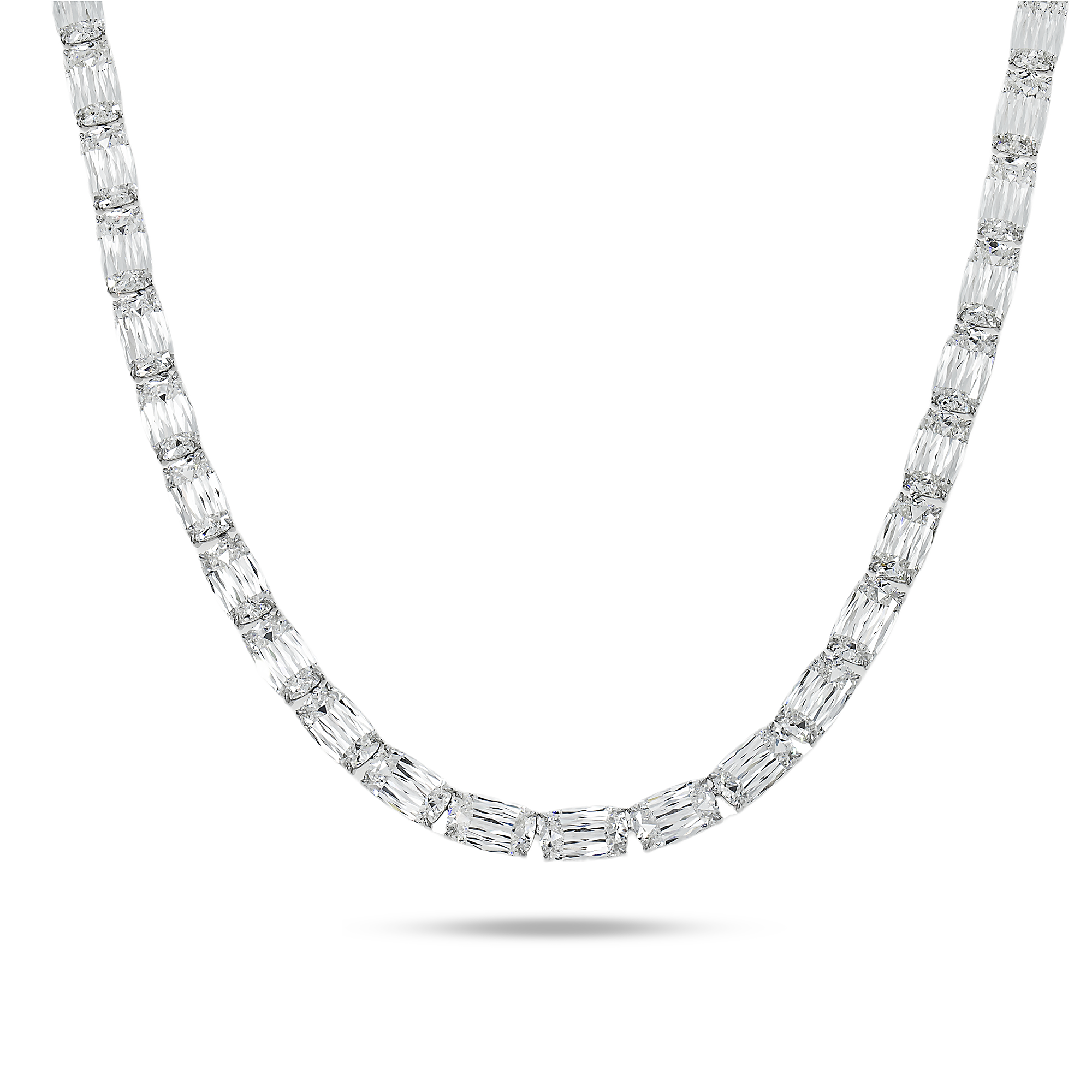18K White Gold Rare Patented Cut Diamond Chain 80.93Ct Chains