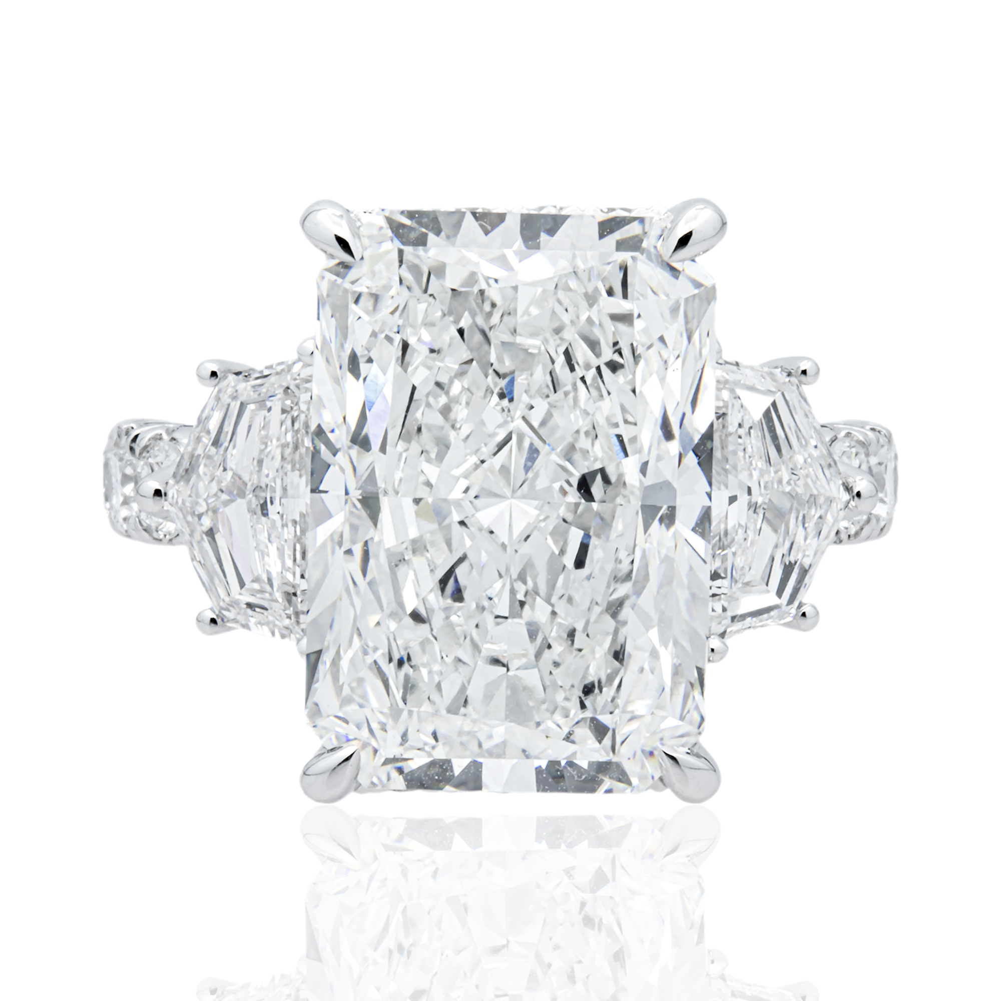 14K White Gold 10.64ct Radiant Diamond Engagement Ring 12.97ctw
