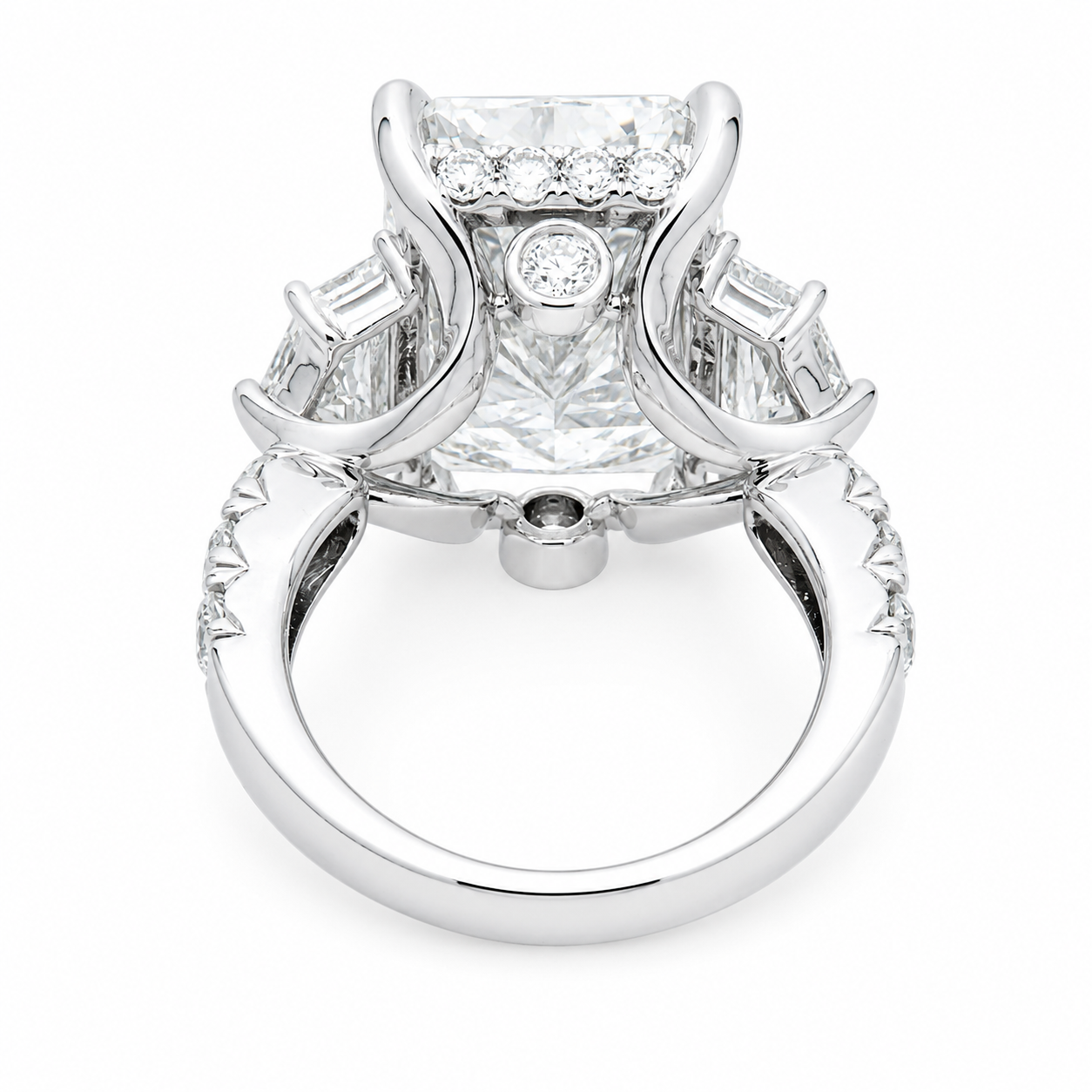 14K White Gold 10.64ct Radiant Diamond Engagement Ring 12.97ctw