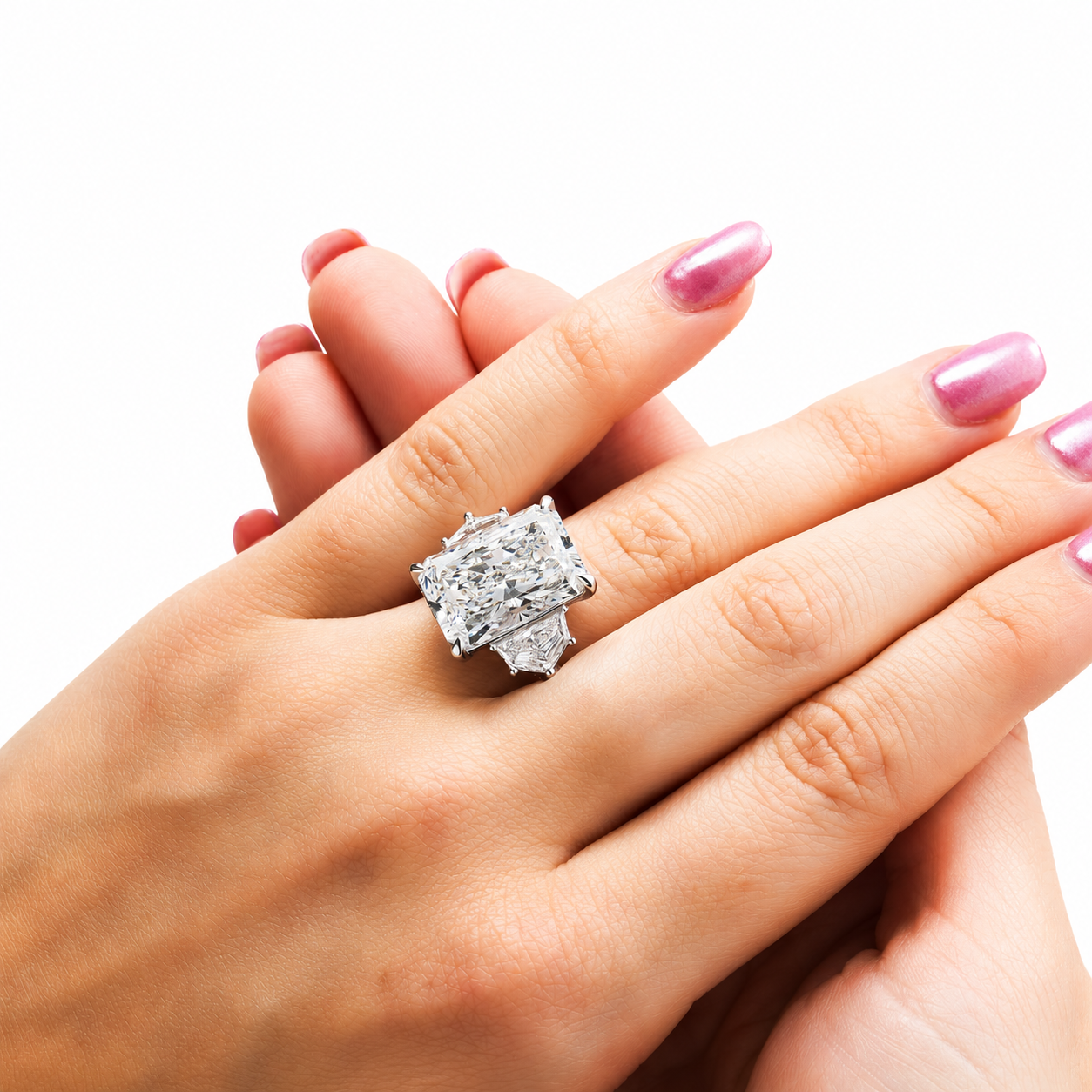 14K White Gold 10.64ct Radiant Diamond Engagement Ring 12.97ctw