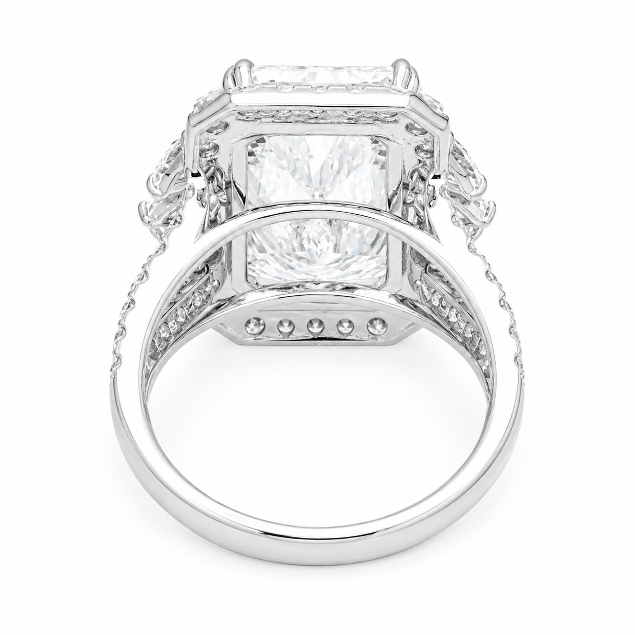 14K White Gold 9.44ct Radiant Diamond Engagement Ring 11.05ctw