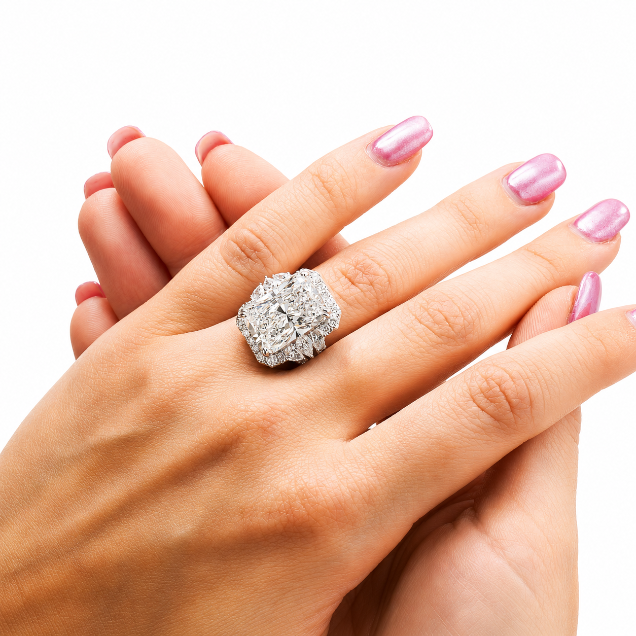 14K White Gold 9.44ct Radiant Diamond Engagement Ring 11.05ctw