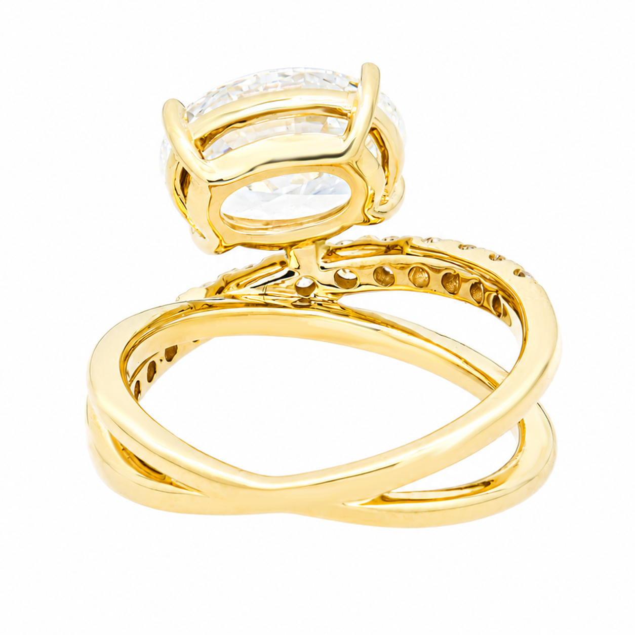 14K Yellow Gold 3.03ct Oval & Round Diamond Ring 3.5ctw