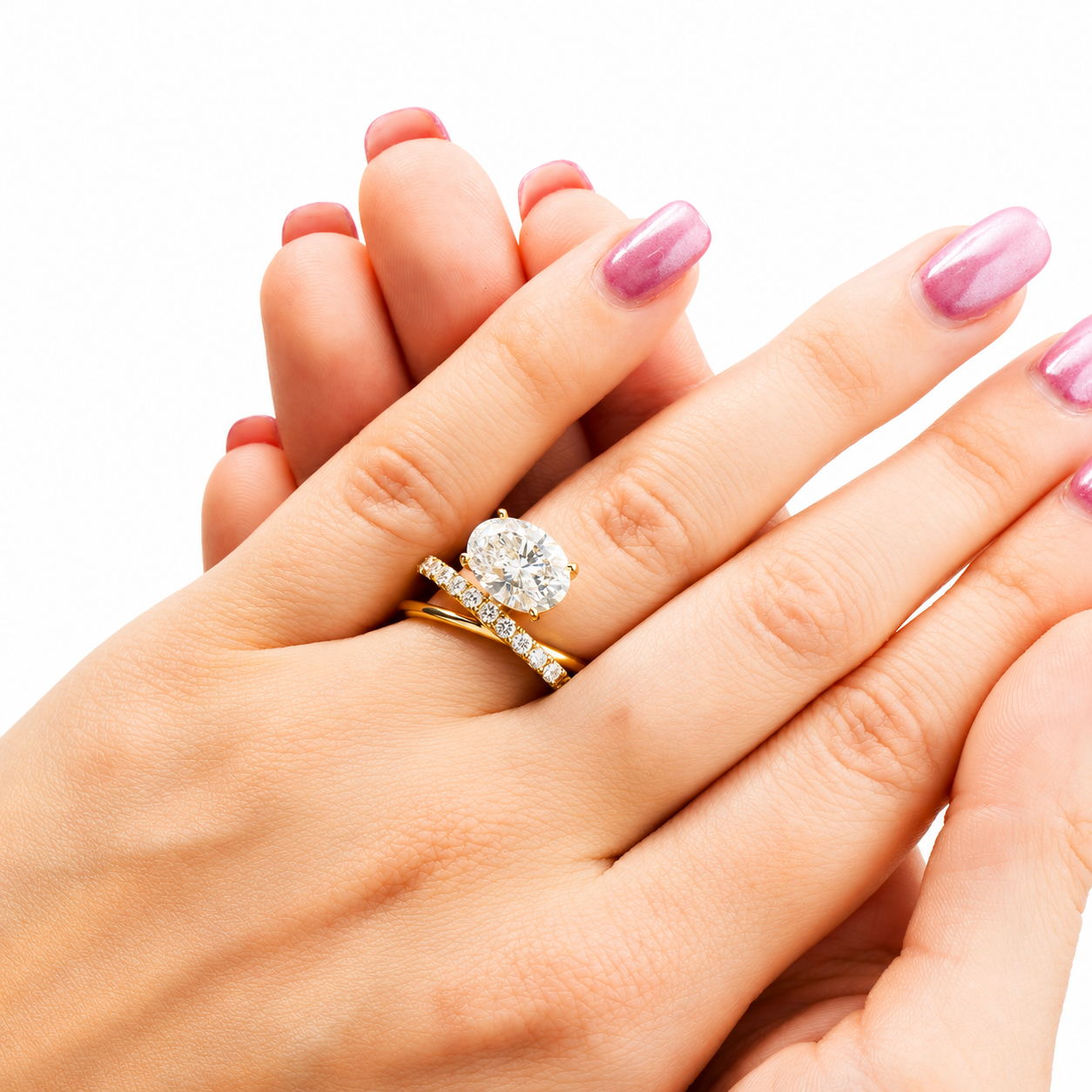 14K Yellow Gold 3.03ct Oval & Round Diamond Ring 3.5ctw