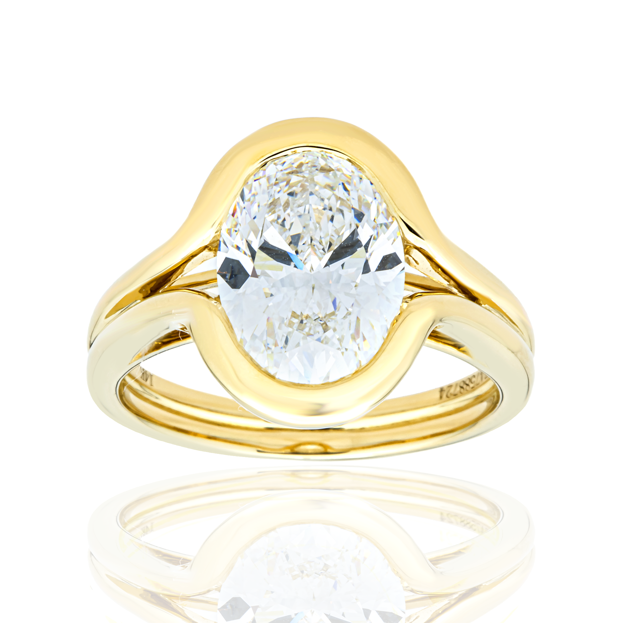 14K Yellow Gold Solitaire Oval Diamond Ring 3.03ct