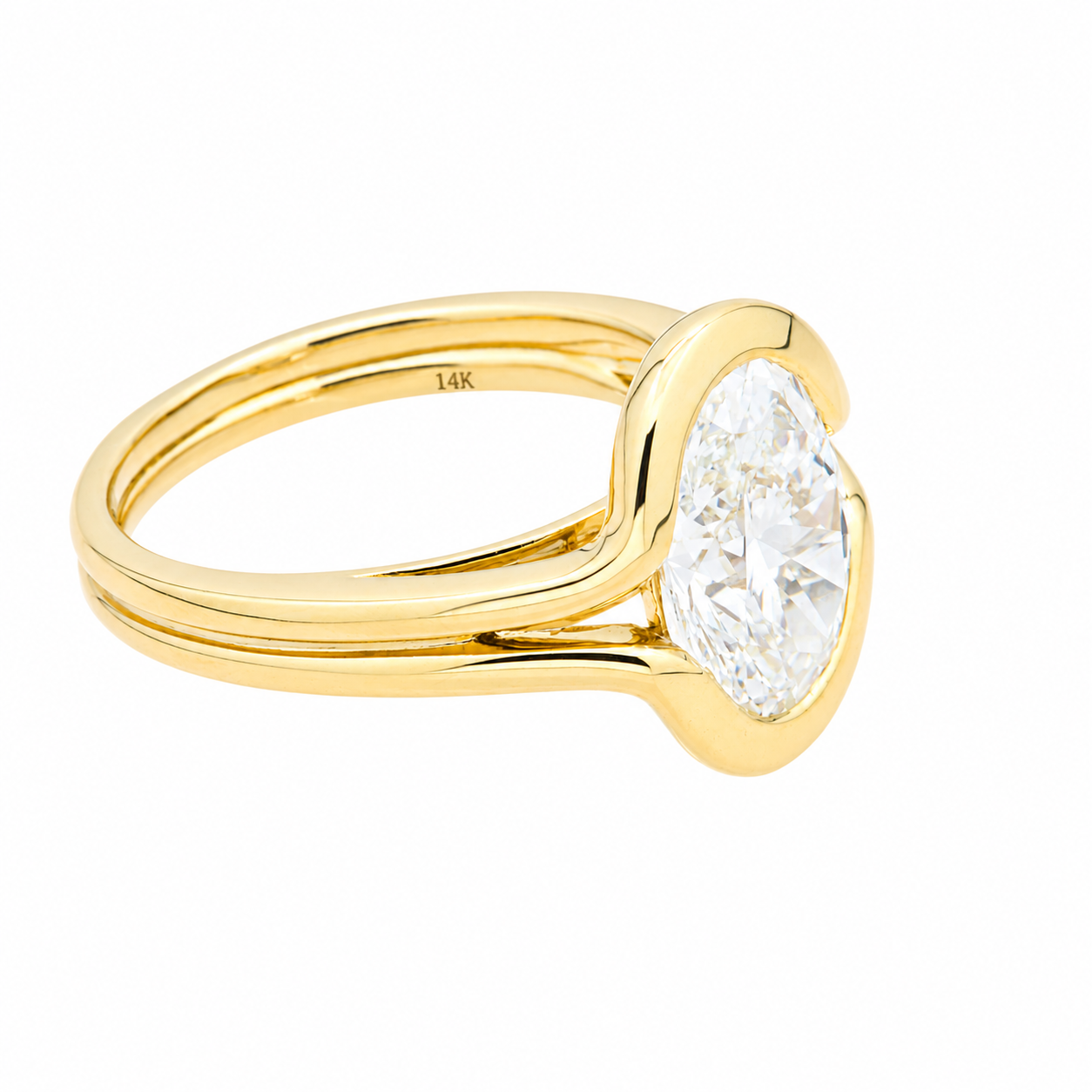 14K Yellow Gold Solitaire Oval Diamond Ring 3.03ct