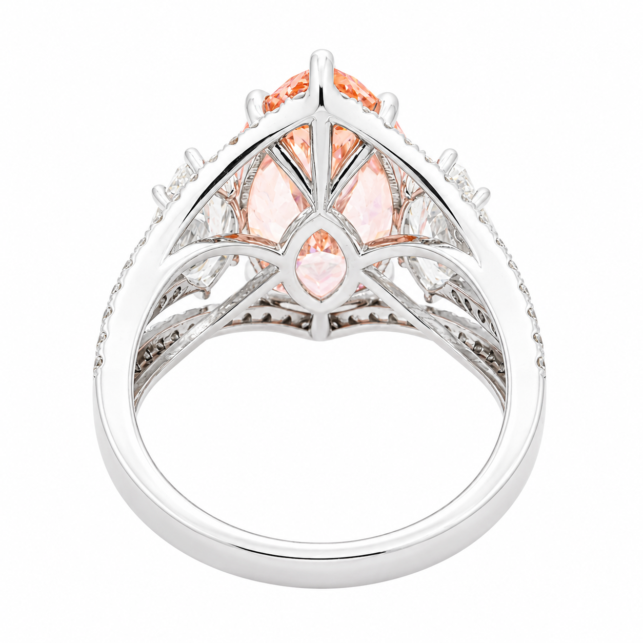 14K White Gold Marquise Fancy Pink Diamond Ring 7.24ctw