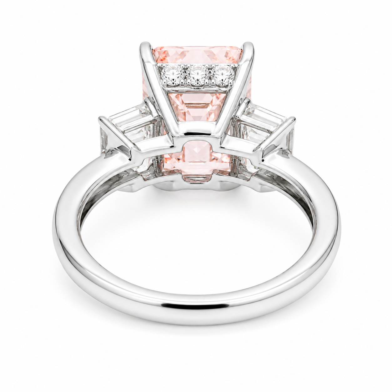 14K White Gold 5.06ct Emerald Fancy Pink Diamond Ring 6.72ctw
