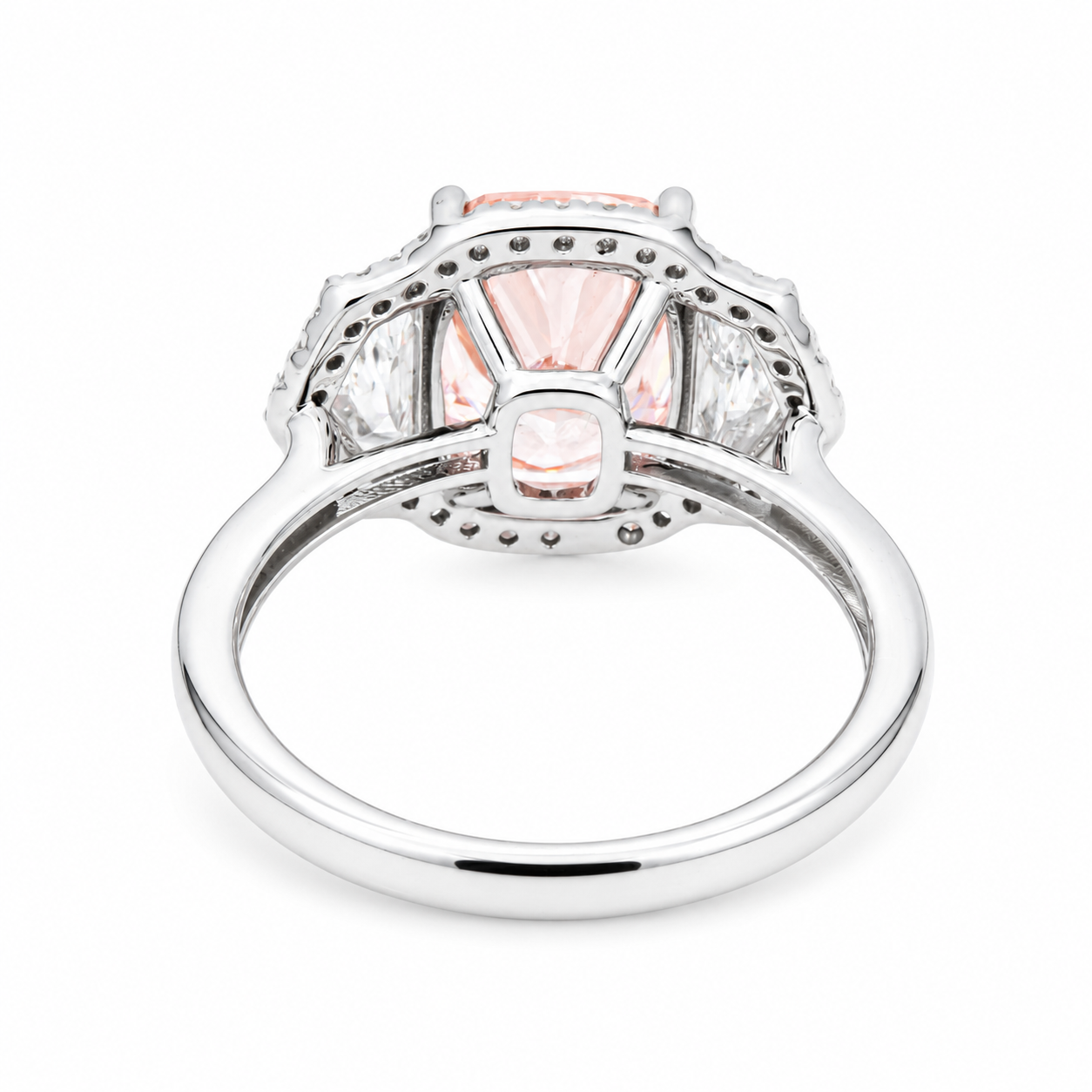 14K White Gold 2.98ct Cushion Fancy Pink Diamond Ring 4.11ctw