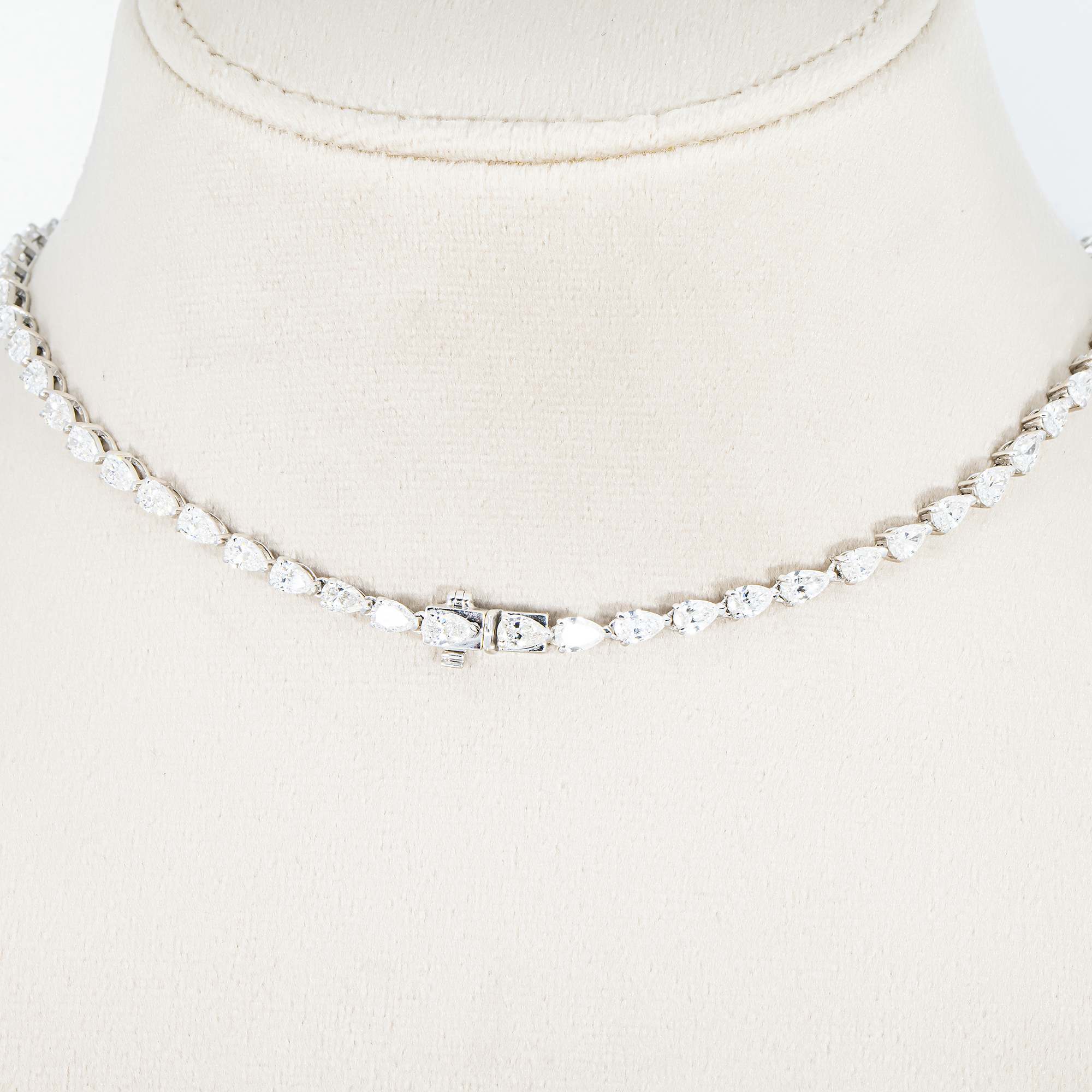 14K Two Tone Pear Cut Fancy Yellow Diamond Drop Necklace 35.20ct