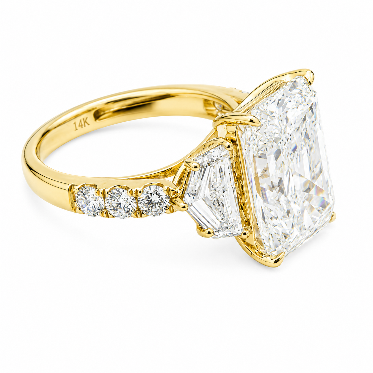 14K Yellow Gold 8.02ct Radiant Diamond Engagement Ring 10.23ctw