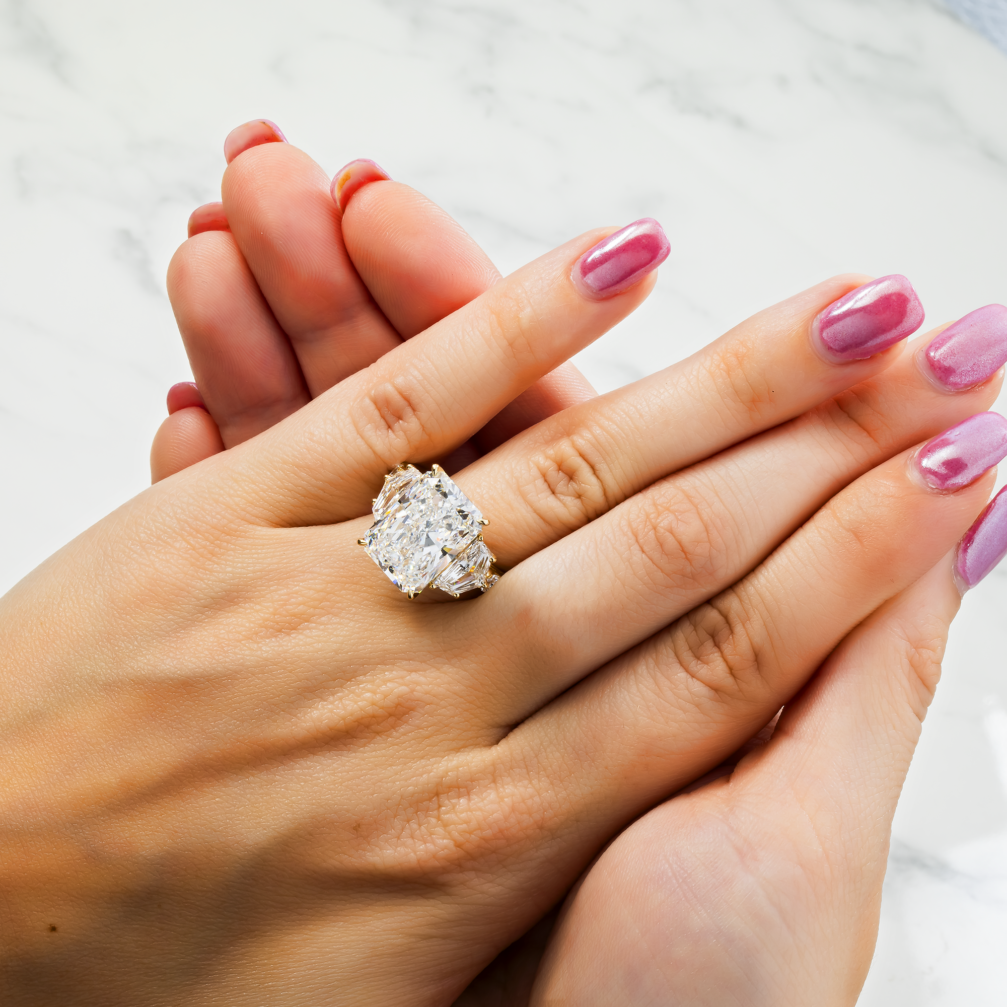 14K Yellow Gold 8.02ct Radiant Diamond Engagement Ring 10.23ctw