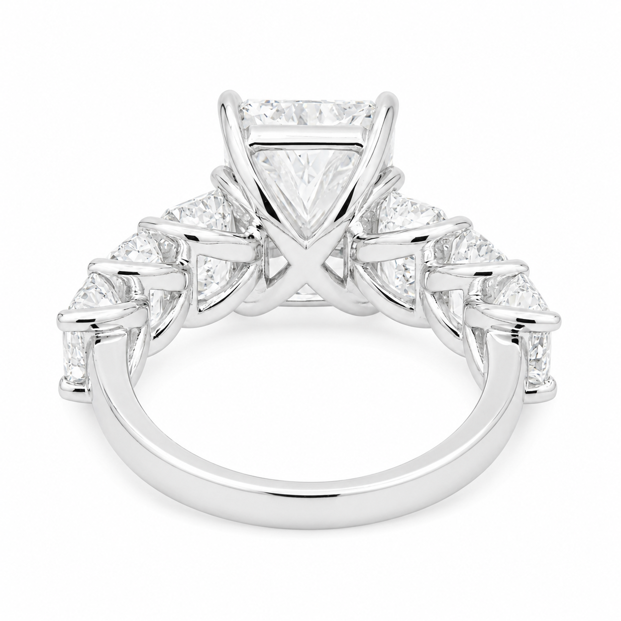 14K White Gold 5.08ct Radiant & Emerald Diamond Engagement Ring 8.57ctw