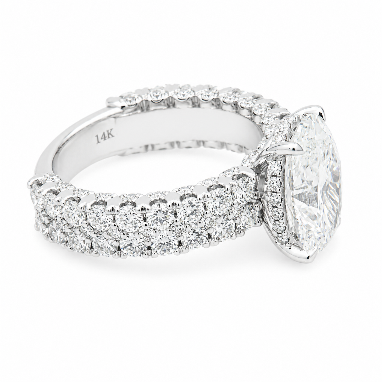 14K White Gold 3.02ct Oval Diamond Engagement Ring 5.22ctw