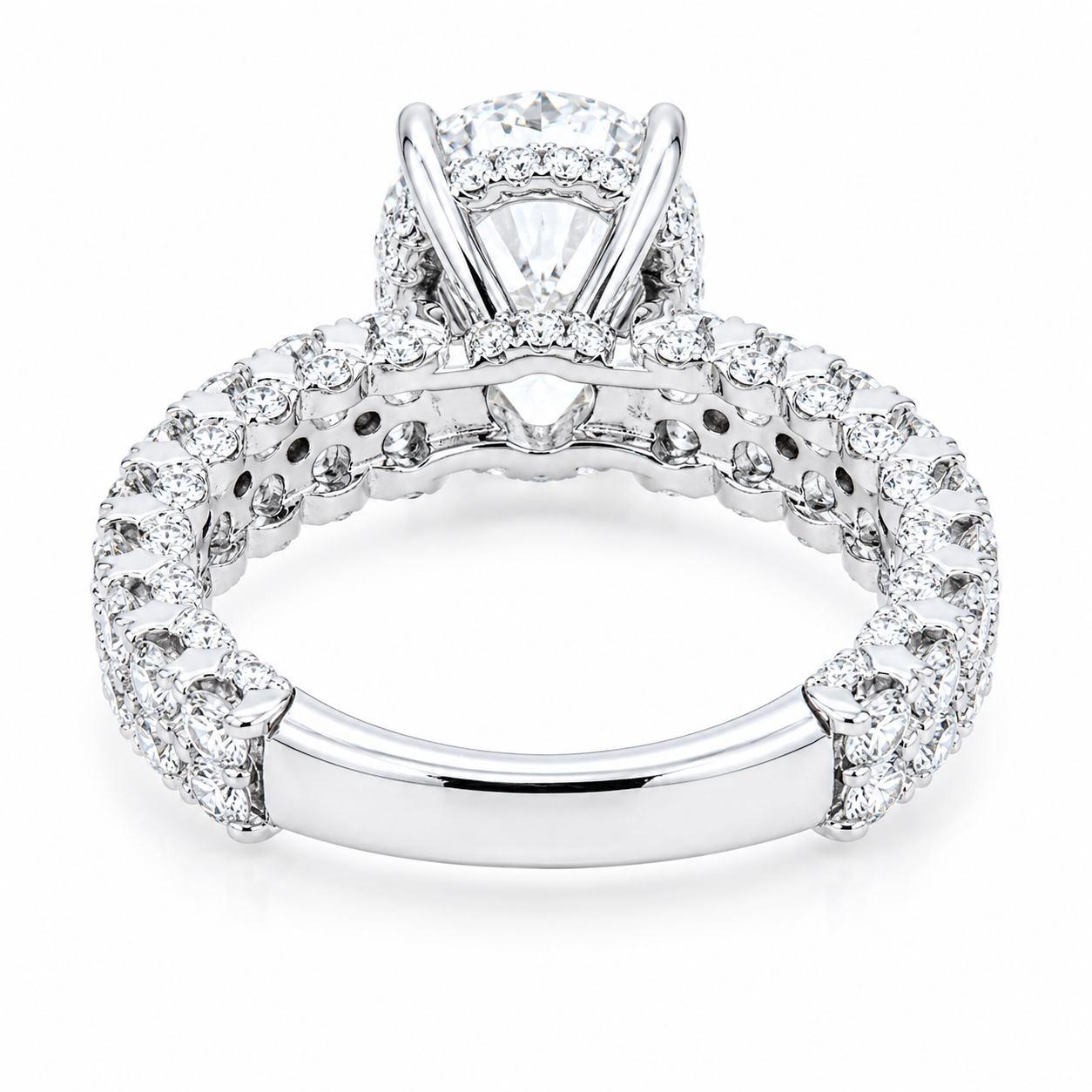 14K White Gold 3.02ct Oval Diamond Engagement Ring 5.22ctw