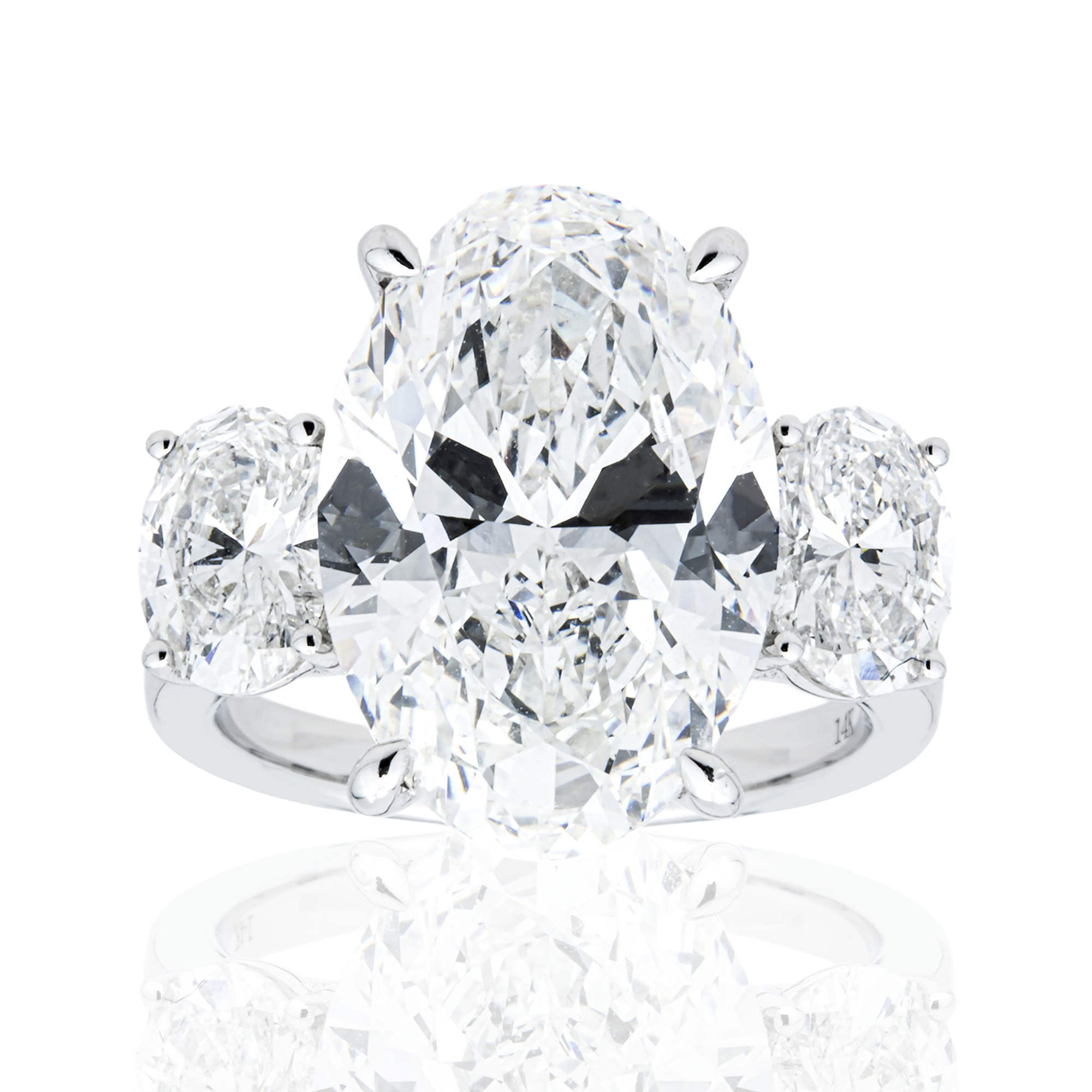 14K White Gold 9.11ct Oval Diamond Engagement Ring 10.96ctw