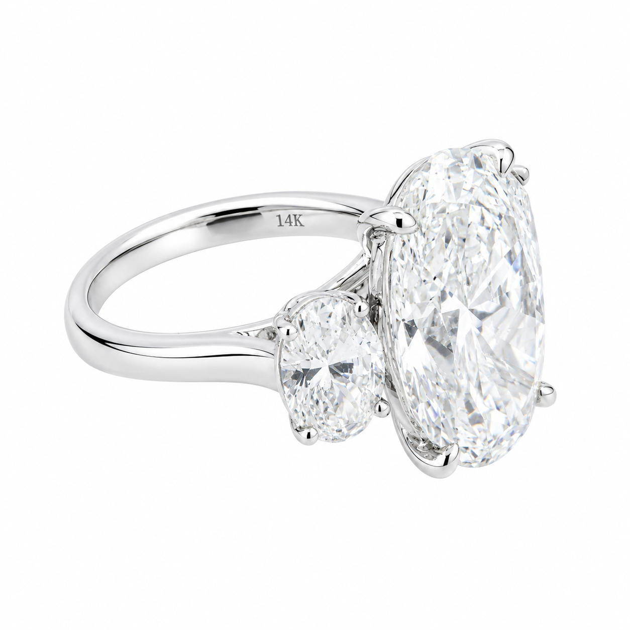 14K White Gold 9.11ct Oval Diamond Engagement Ring 10.96ctw