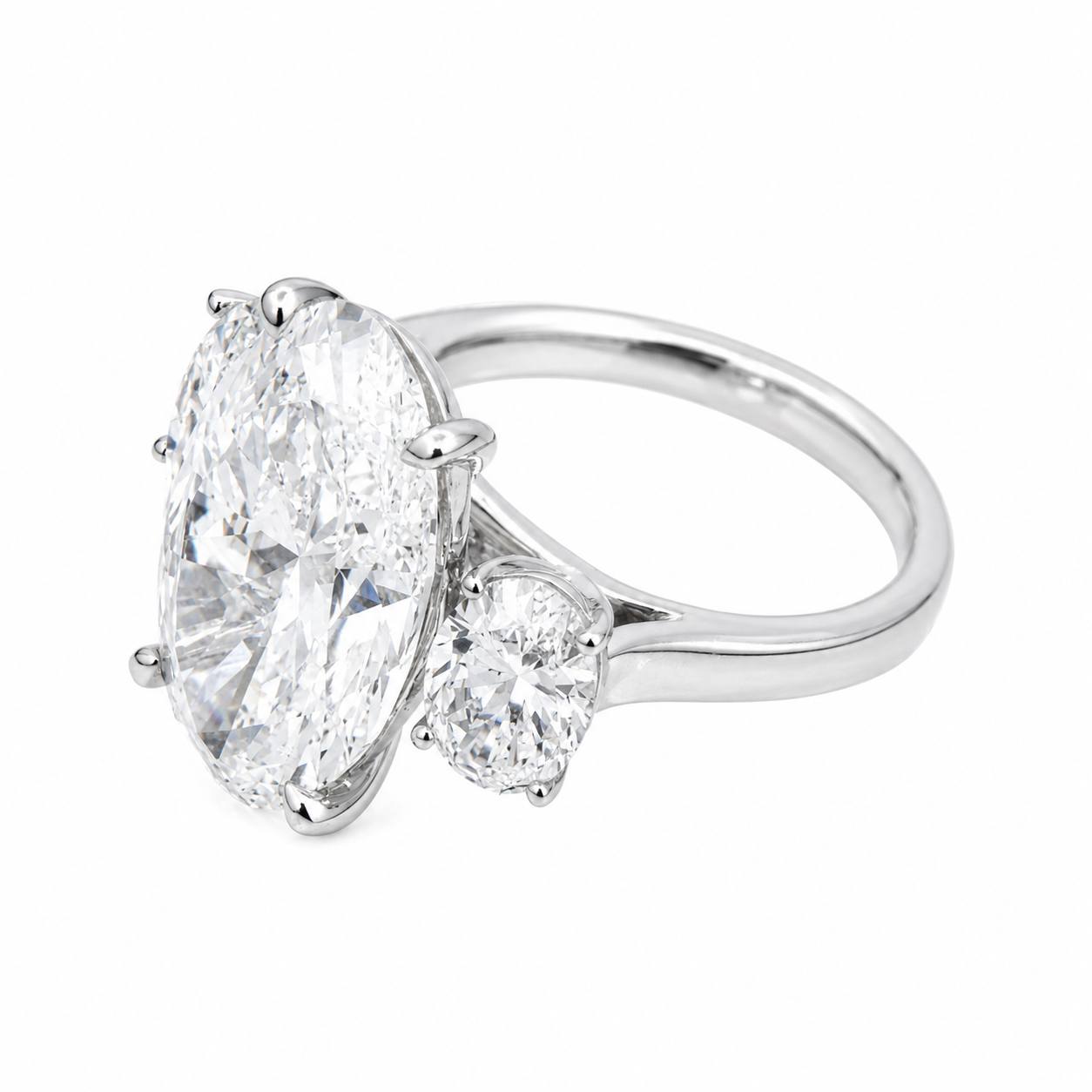 14K White Gold 9.11ct Oval Diamond Engagement Ring 10.96ctw