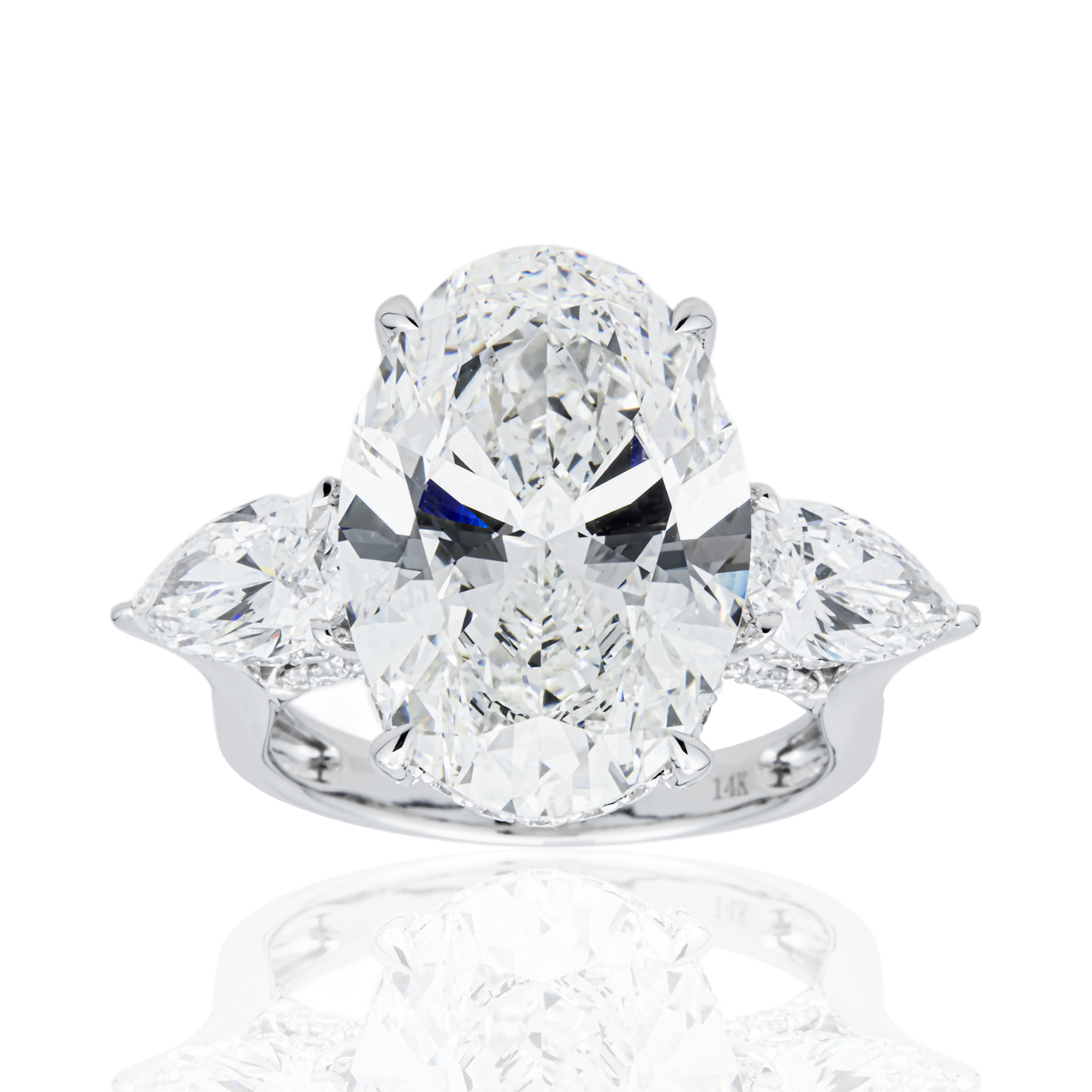 14K White Gold 10.17ct Oval Diamond Engagement Ring 12.88ctw