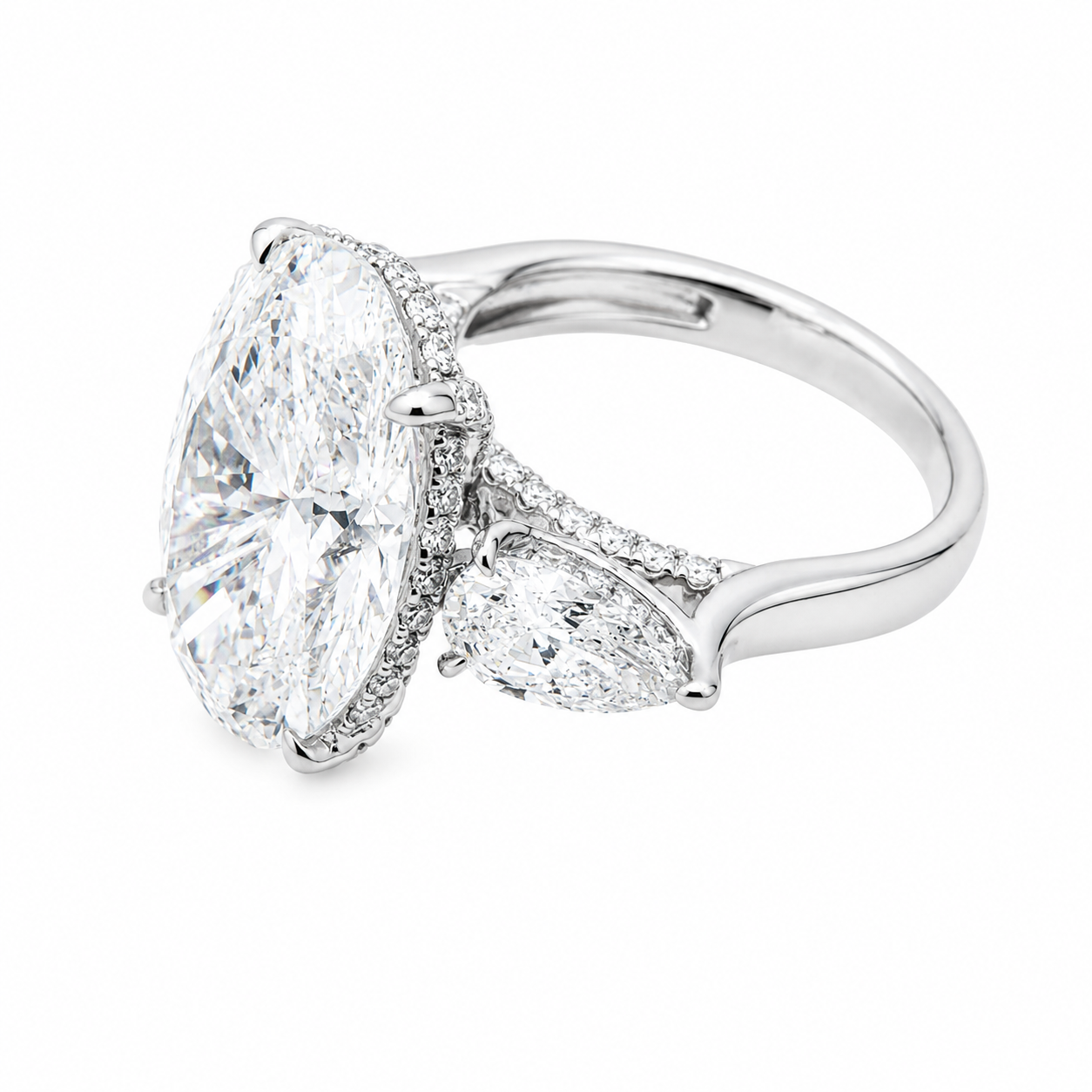 14K White Gold 10.17ct Oval Diamond Engagement Ring 12.88ctw