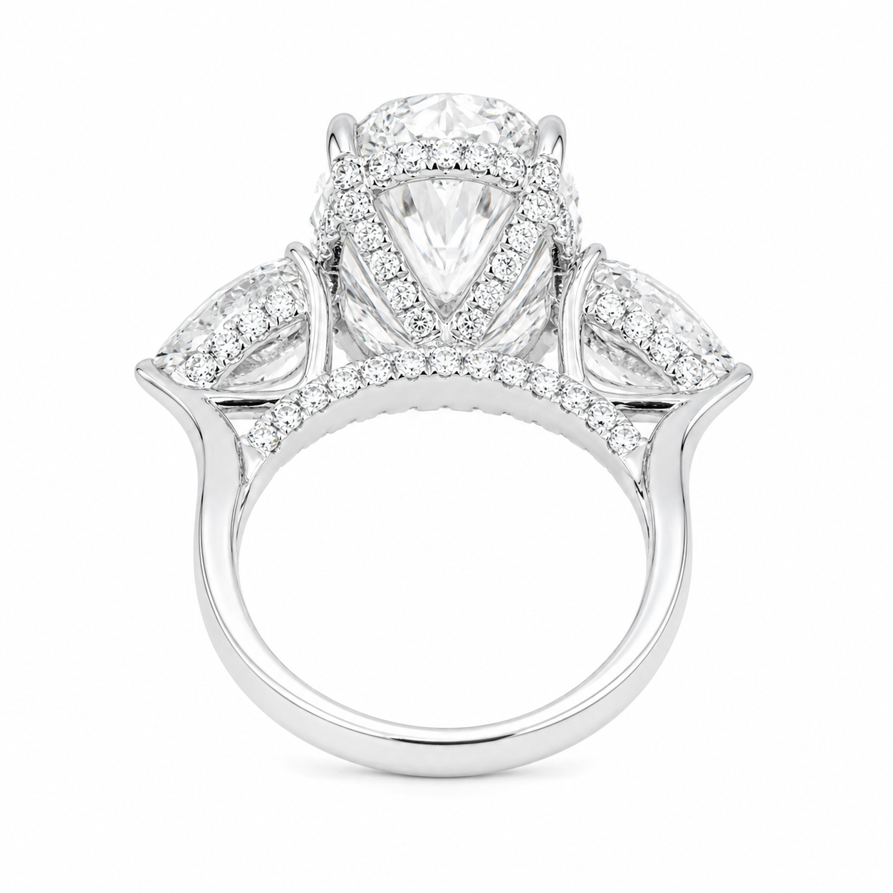 14K White Gold 10.17ct Oval Diamond Engagement Ring 12.88ctw
