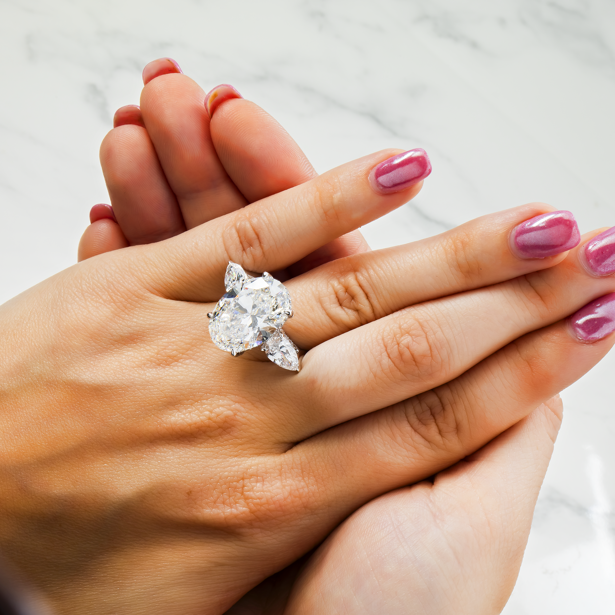 14K White Gold 10.17ct Oval Diamond Engagement Ring 12.88ctw