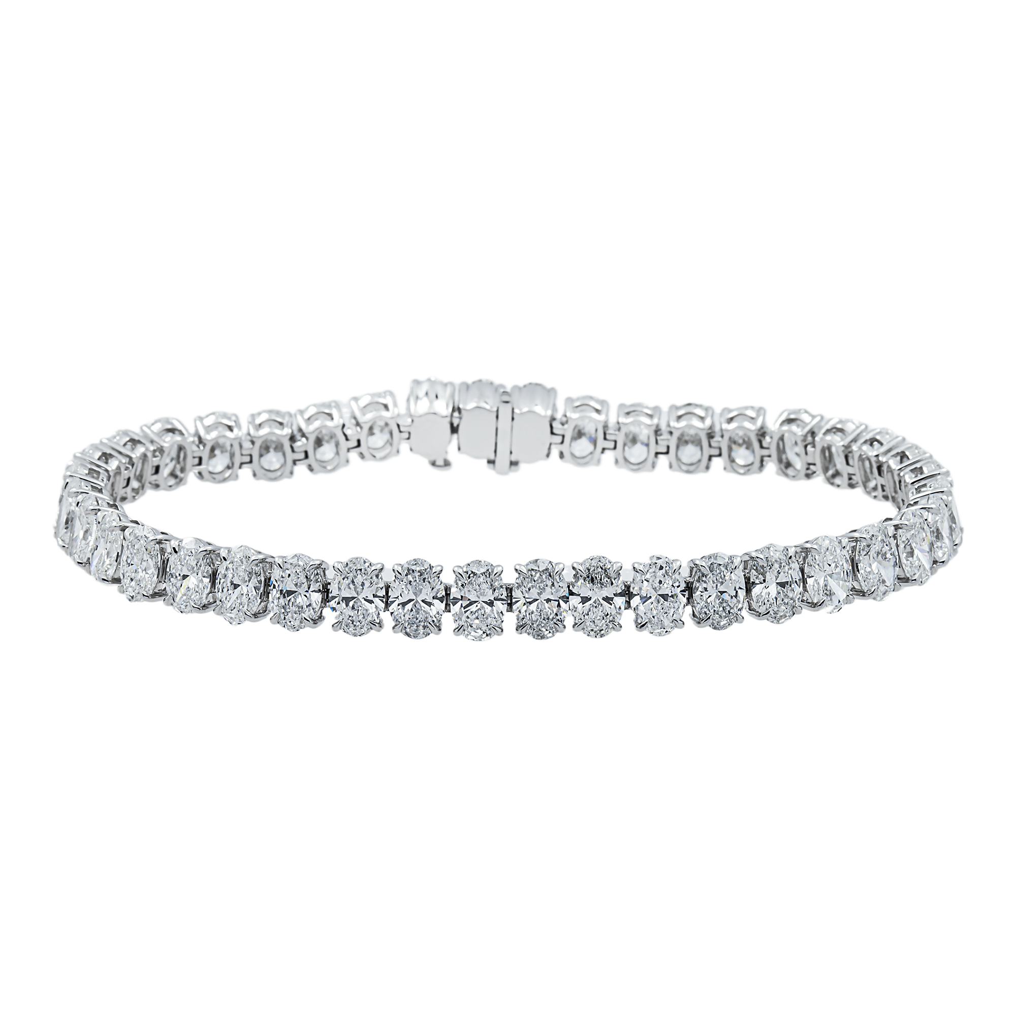 14K White Gold Oval Cut Diamond Tennis Bracelet 17.94ct