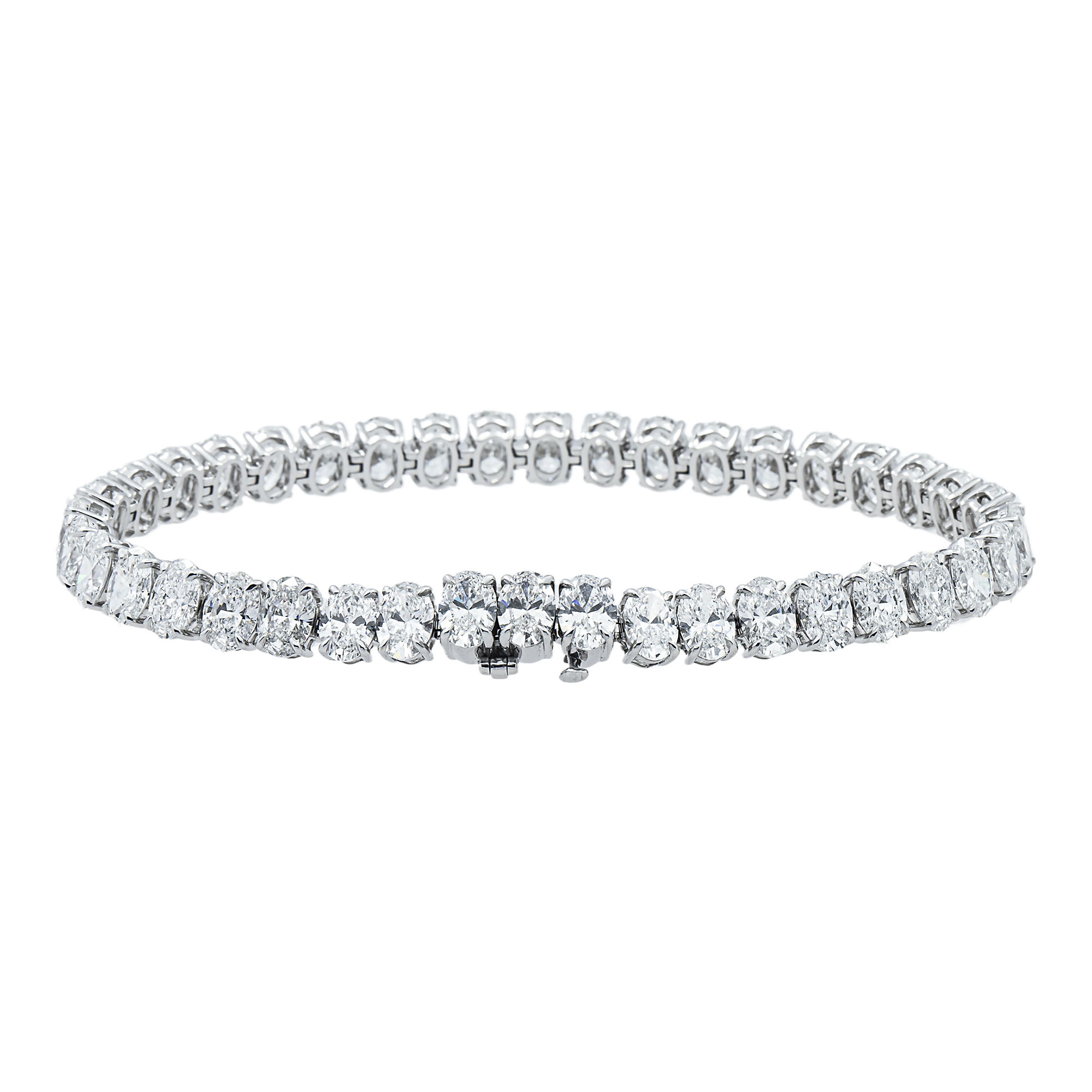 14K White Gold Oval Cut Diamond Tennis Bracelet 17.94ct
