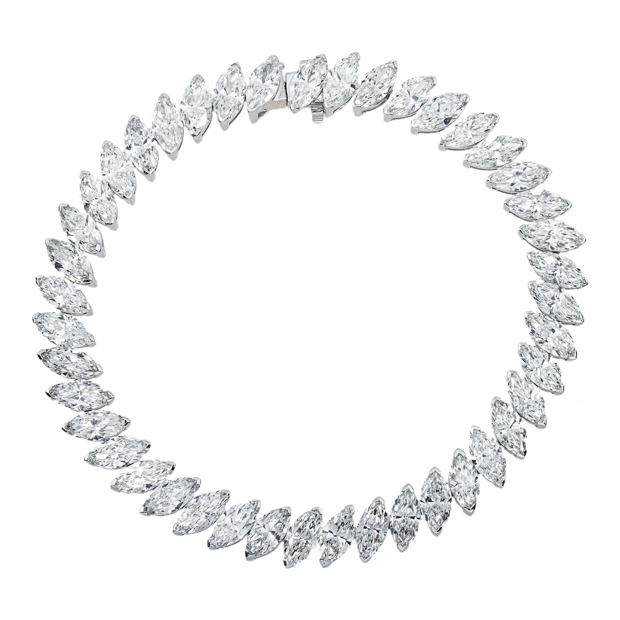 14K White Gold Marquise Cut Diamond Tennis Bracelet 16.83ct