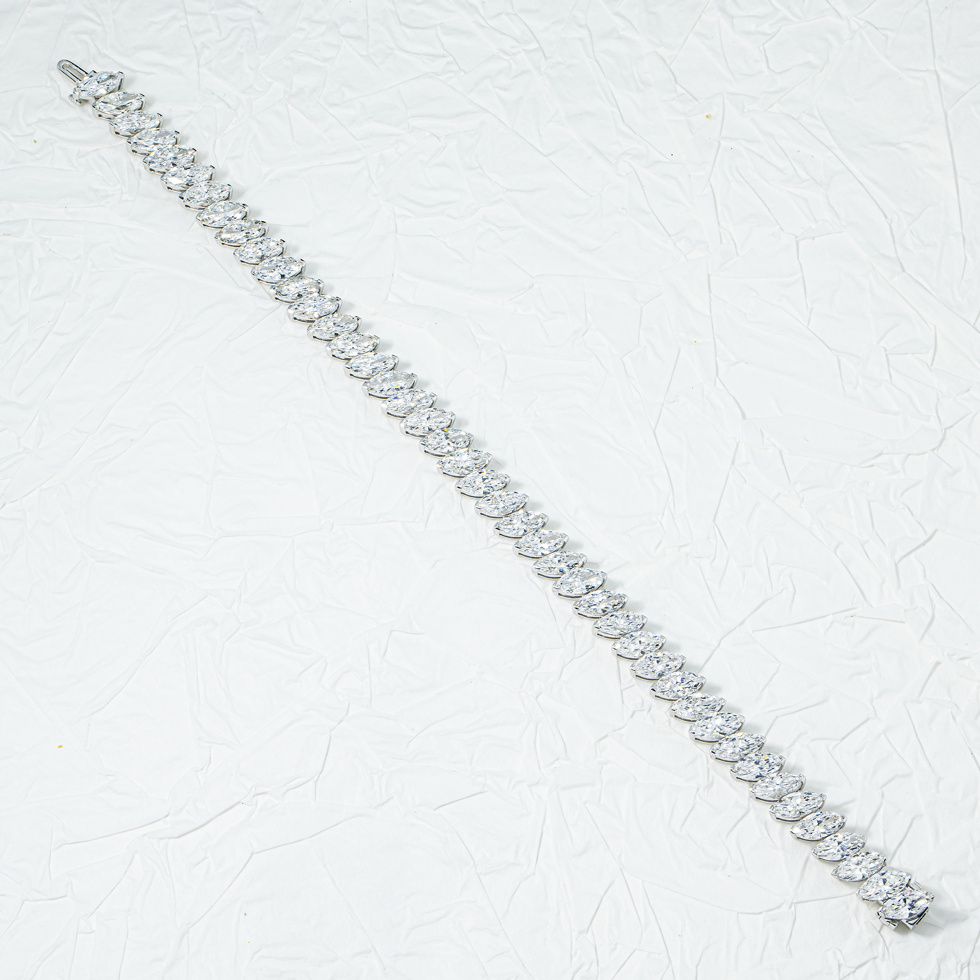 14K White Gold Marquise Cut Diamond Tennis Bracelet 16.83ct