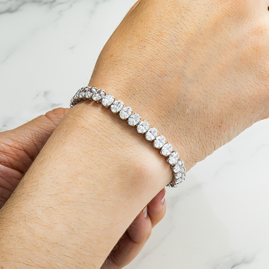 14K White Gold Oval Cut Diamond Tennis Bracelet 17.94ct
