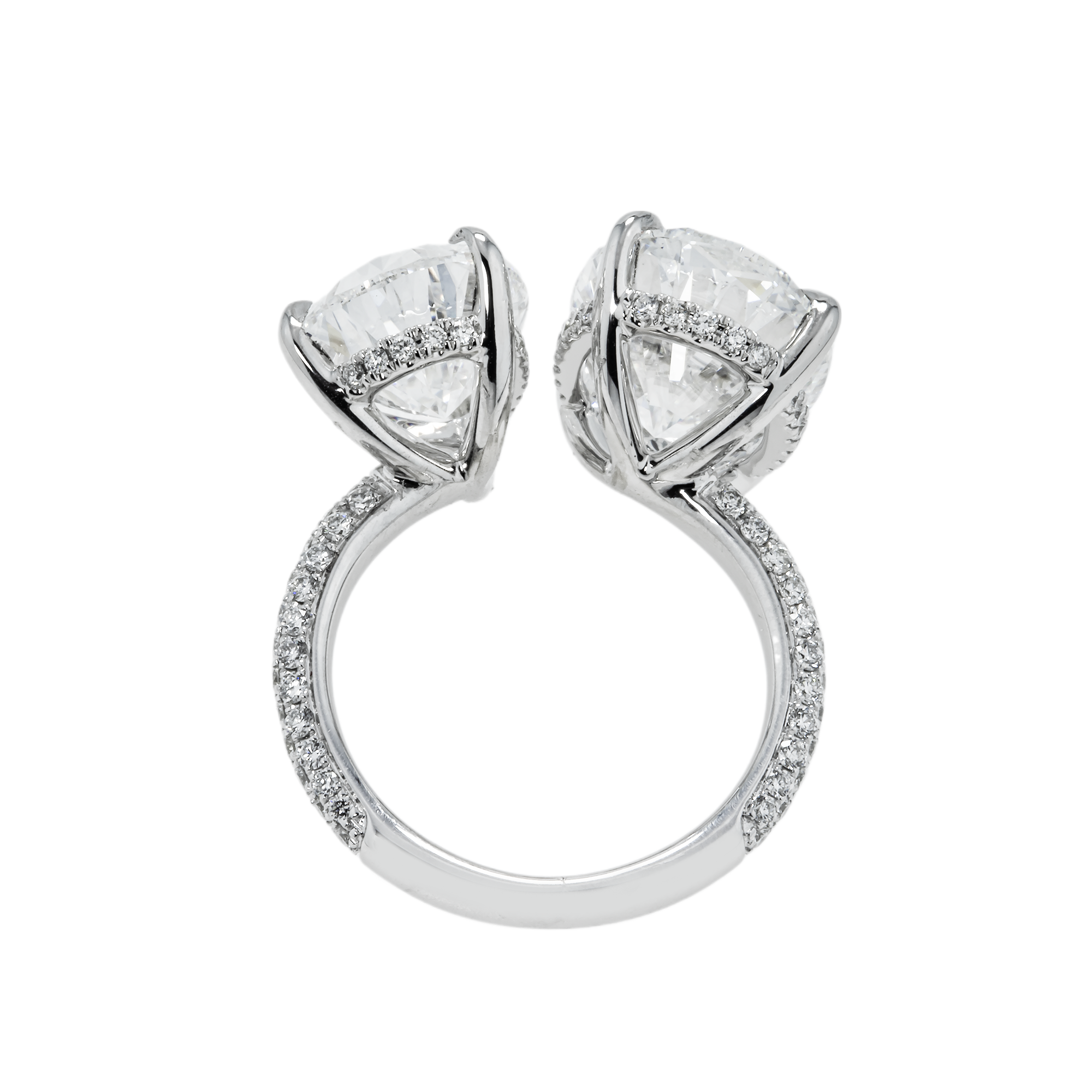 18K White Gold Oval & Pear Cut Double Diamond Ring 13.07Ctw Bridal
