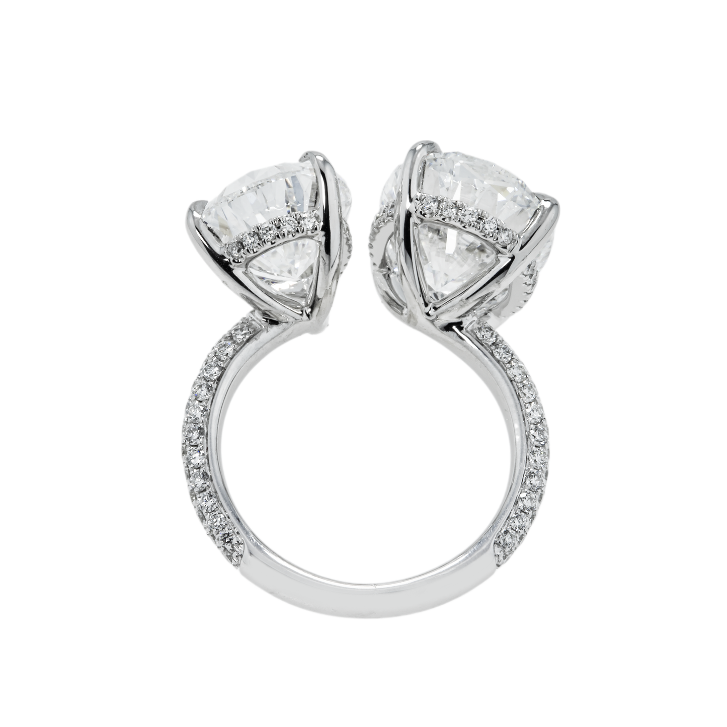 18K White Gold Oval & Pear Cut Double Diamond Ring 13.07ctw