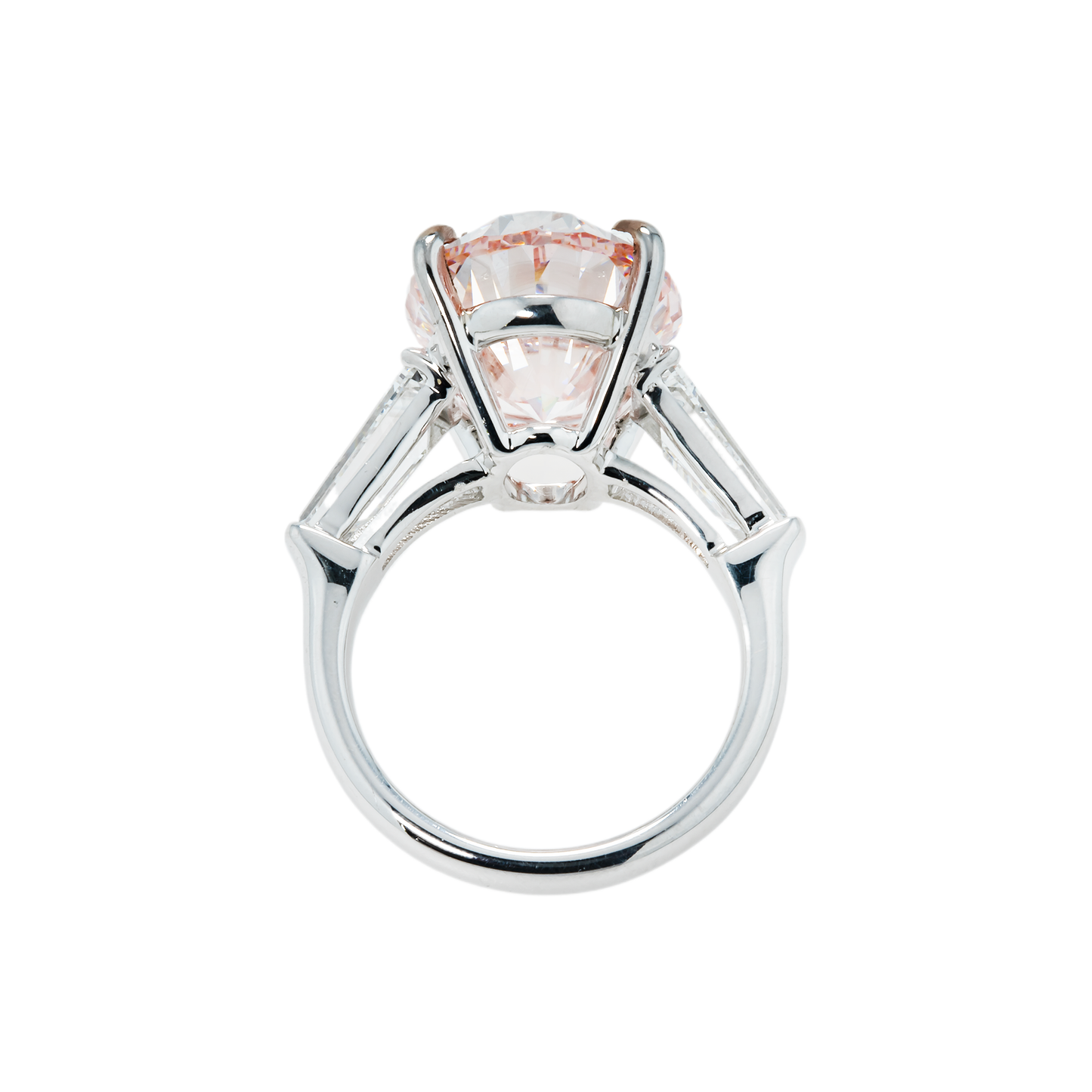 18K White Gold 10.33ct Oval Cut Fancy Vivid Pink Diamond Engagement Ring 12.06ctw